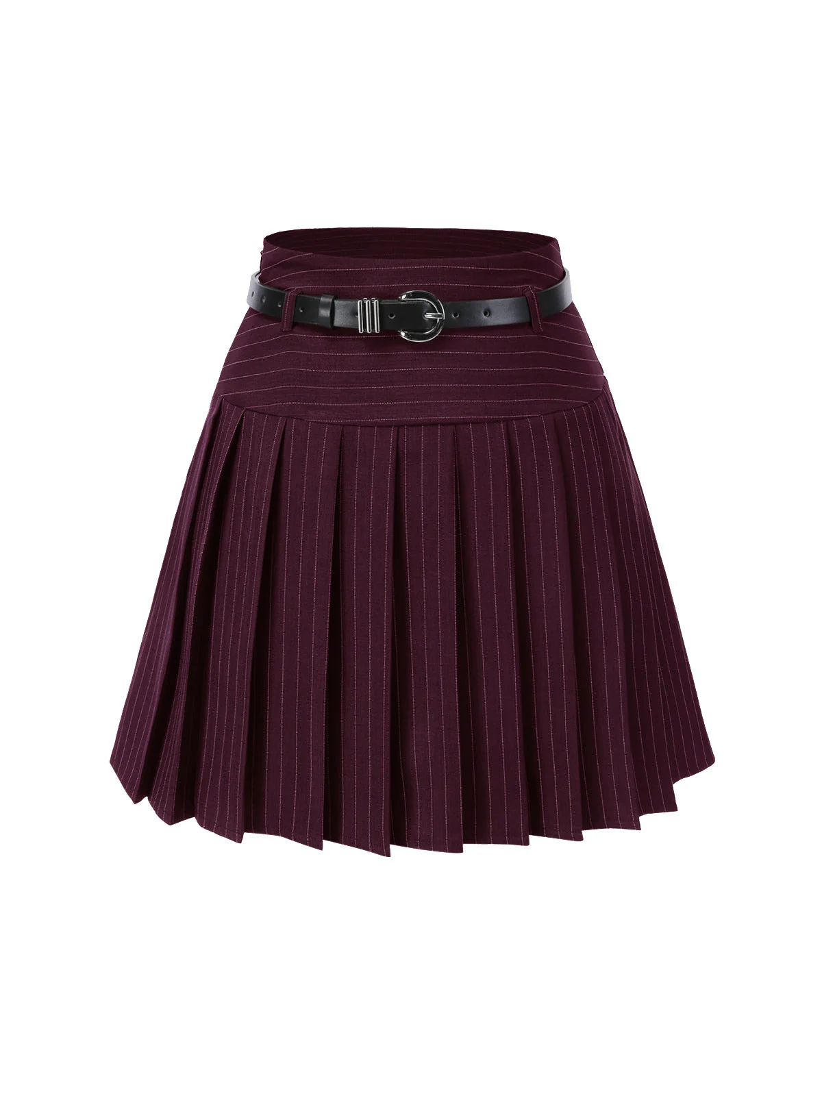2PCS Gilet à rayures fines vin rouge et jupe plissée des années 60 - Image 8