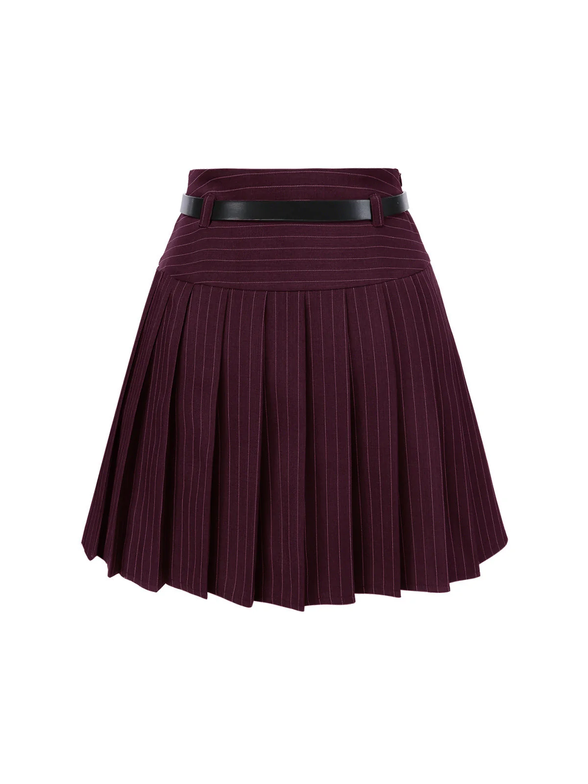 2PCS Gilet à rayures fines vin rouge et jupe plissée des années 60 - Image 9