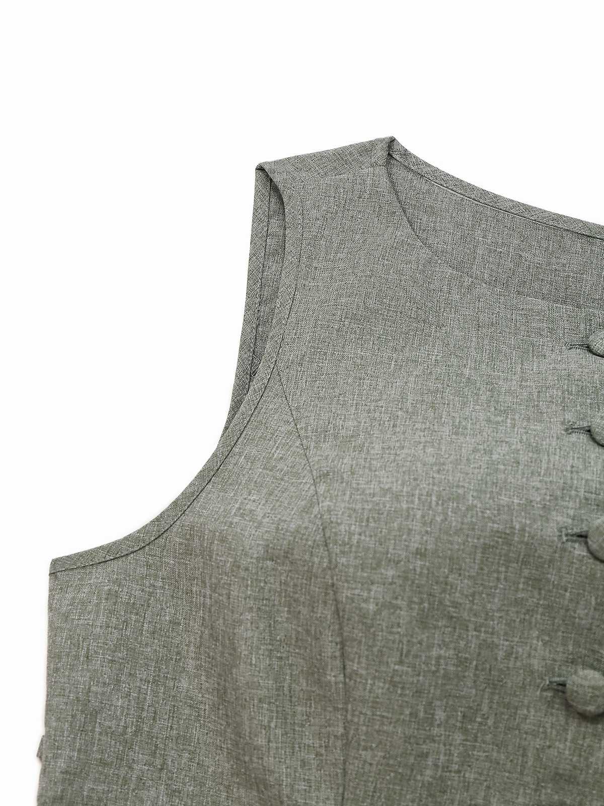 2PCS Gilet et pantalon large style bureau uni des années 1940 - Image 7