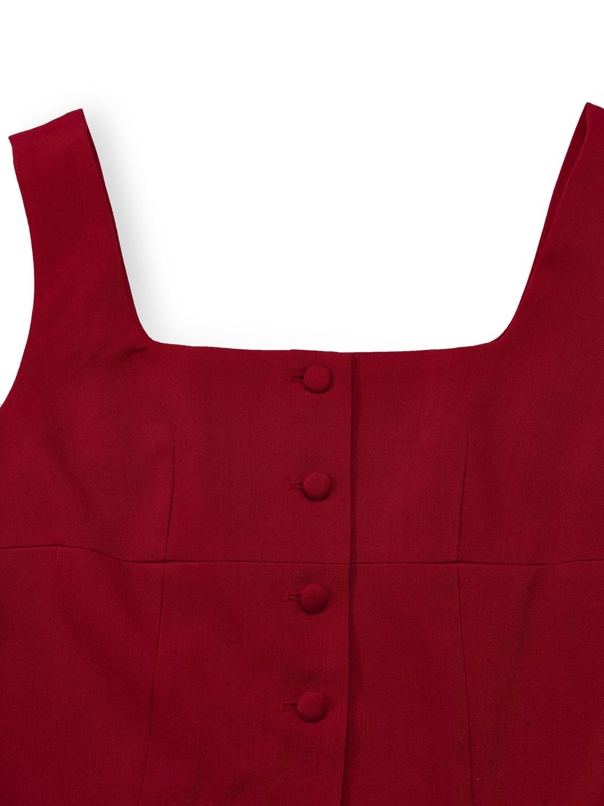 2PCS Gilet sans manches à col carré et jupe rouge années 1940 - Image 4