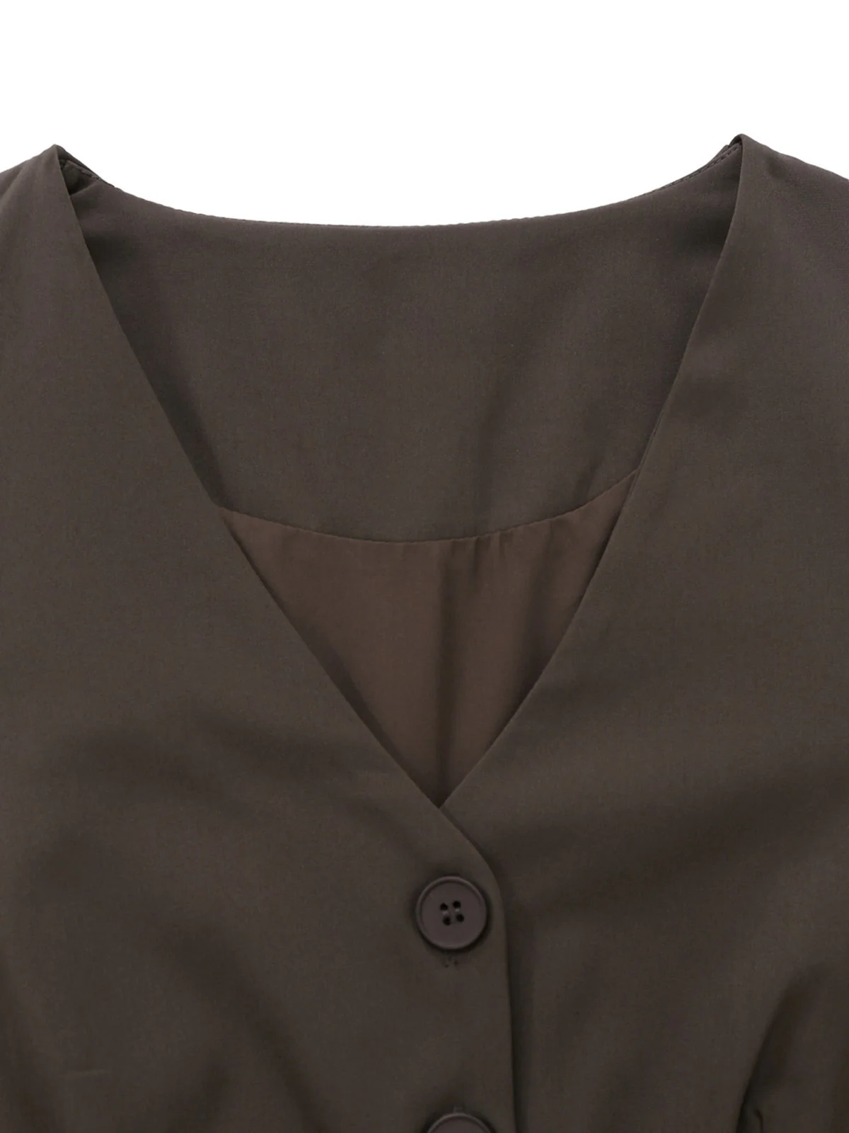 2PCS Gilet sans manches marron et jupe midi plissée années 1940 - Image 4