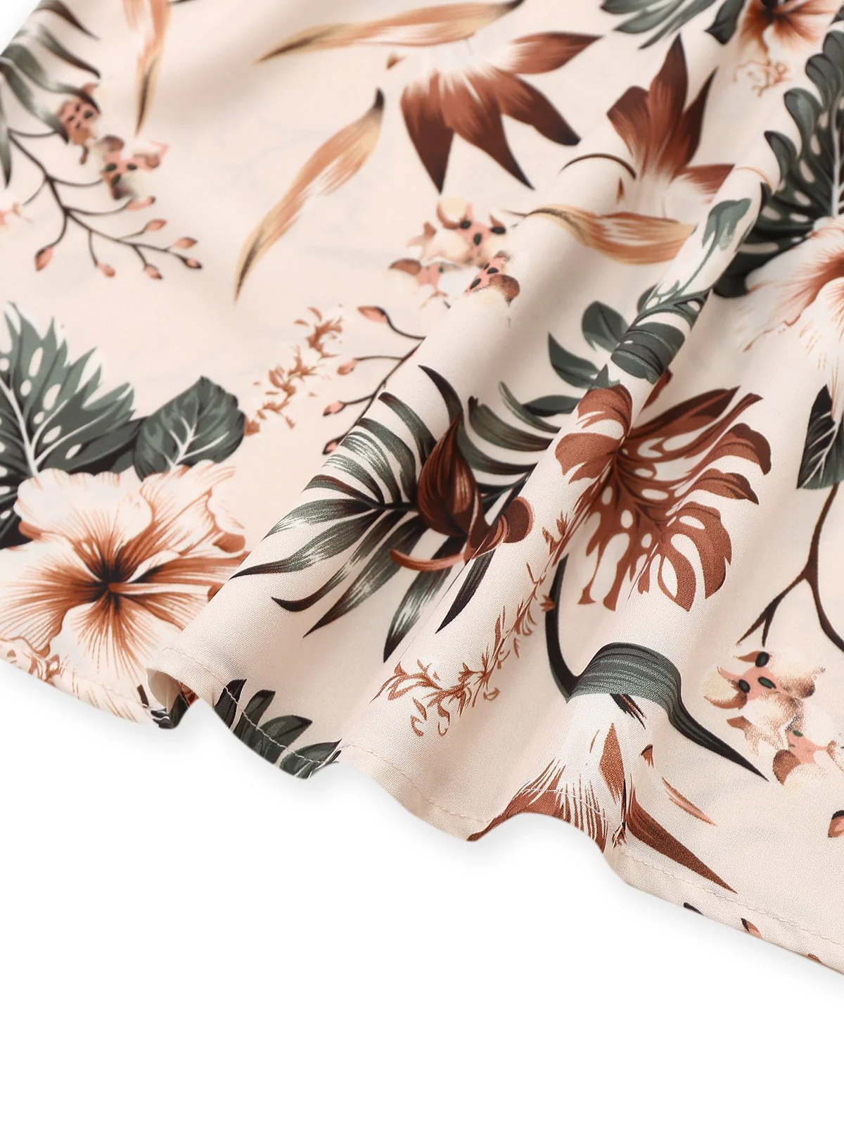 2PCS Haut dos nu motifs de plantes tropicales et pantalon texturé vertes années 1950 - Image 4