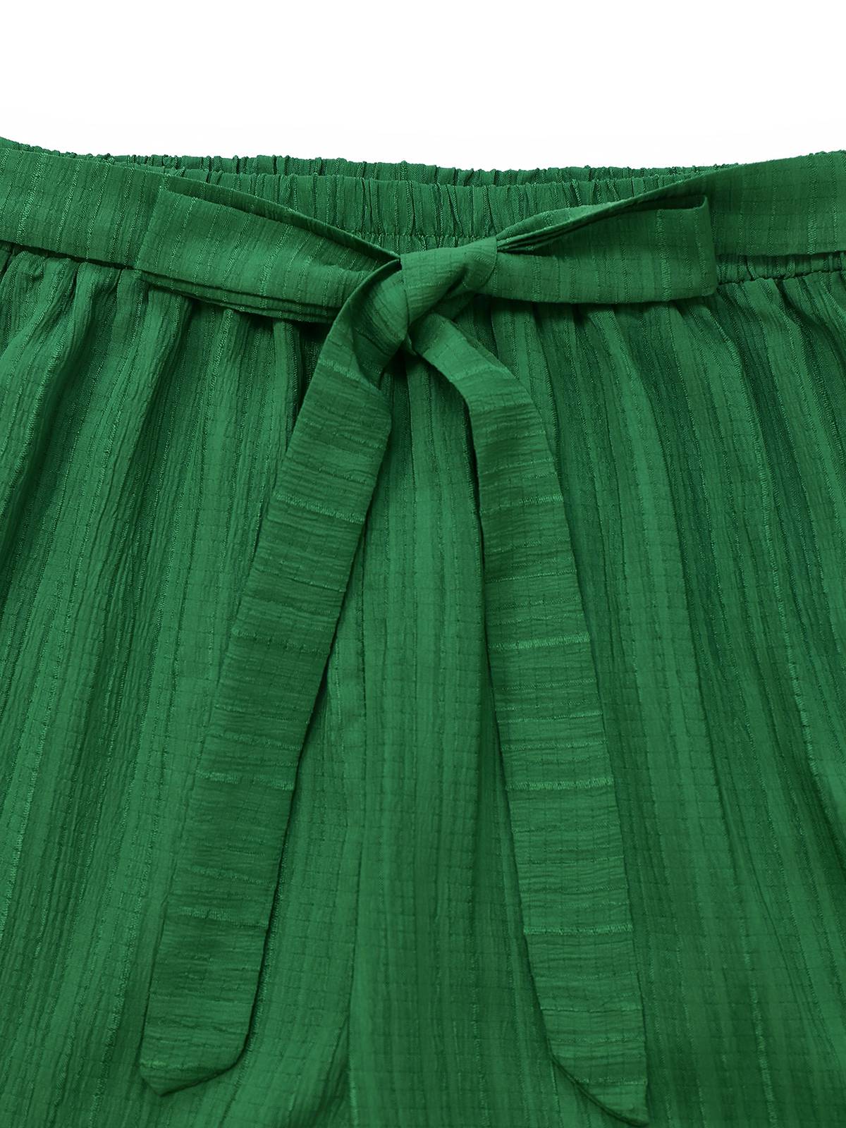 2PCS Haut dos nu motifs de plantes tropicales et pantalon texturé vertes années 1950 - Image 5