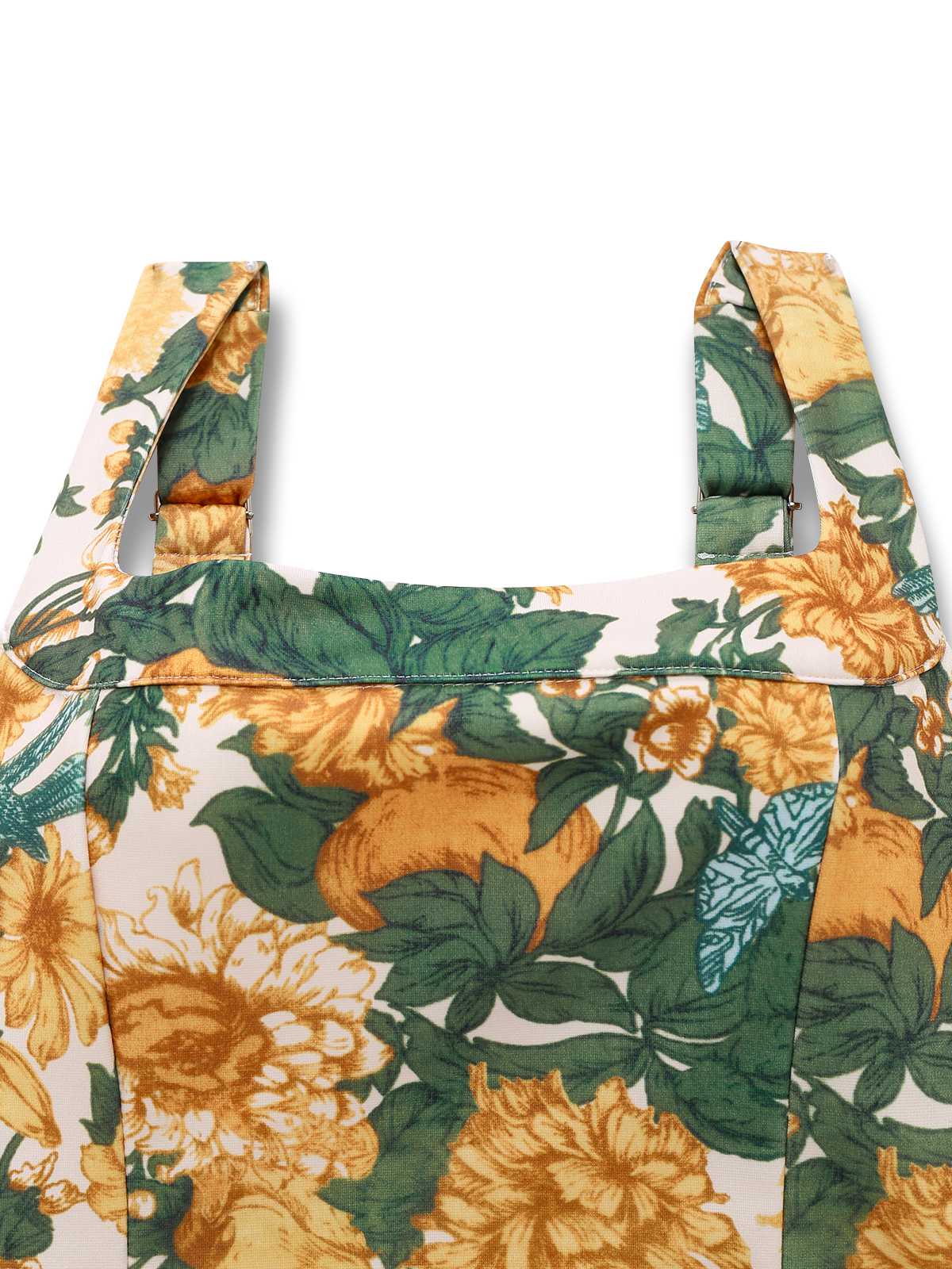 2PCS Haut à larges bretelles et mini-jupe jaune fleurs années 1950 - Image 3