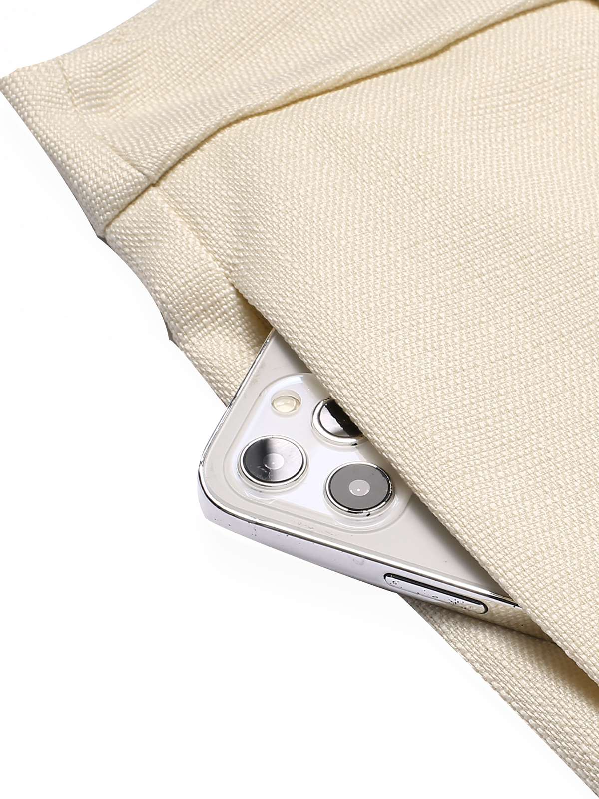 2PCS Haut boutonné beige des années 1960 et pantalon large à poches - Image 11