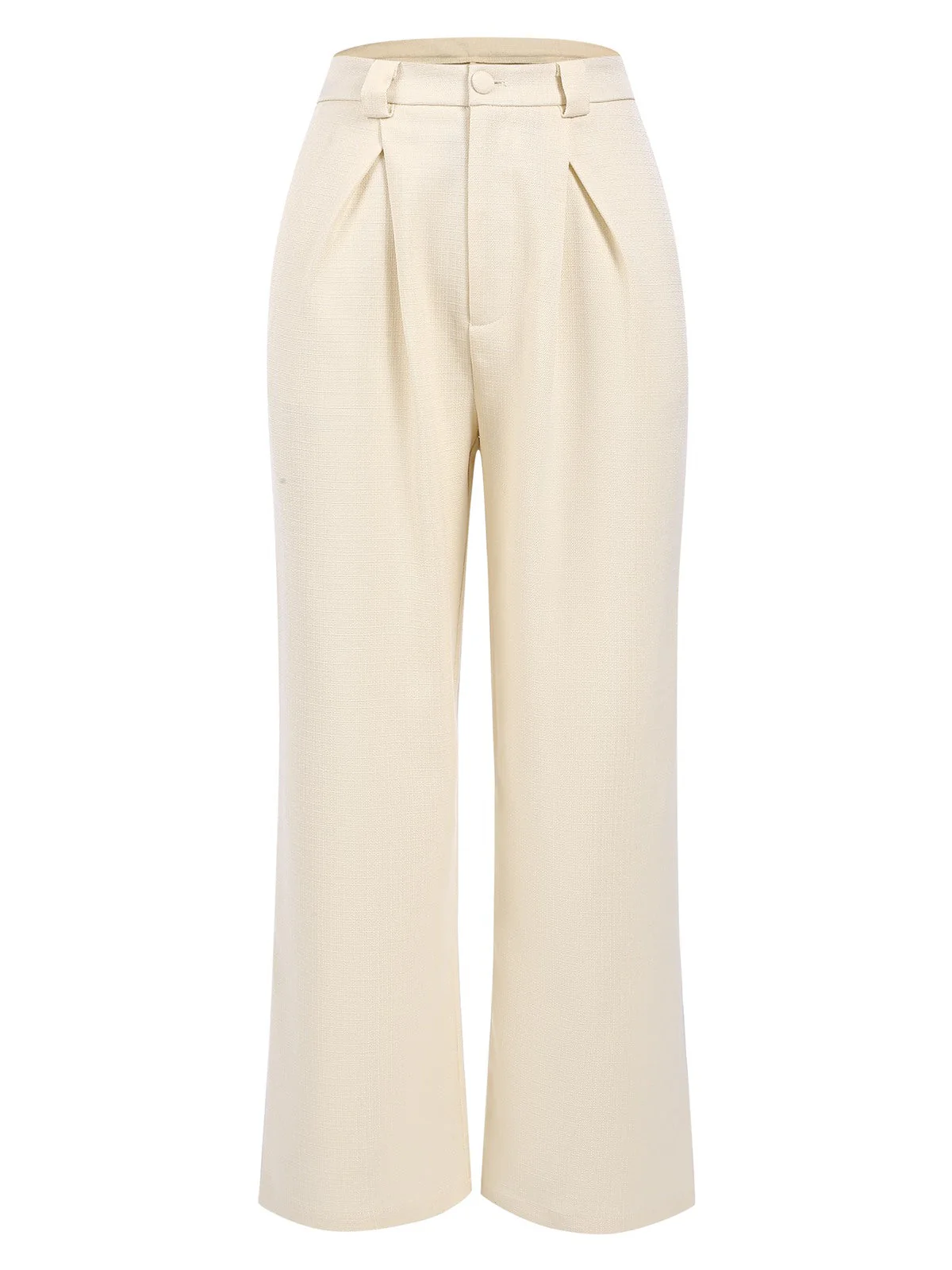 2PCS Haut boutonné beige des années 1960 et pantalon large à poches - Image 7