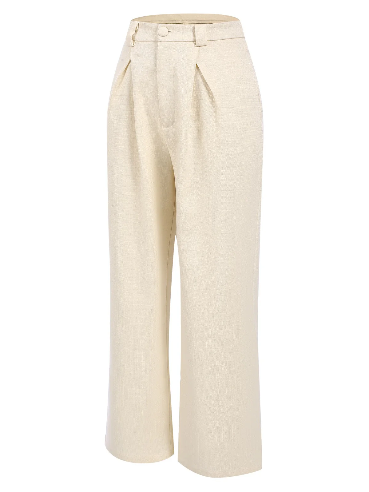 2PCS Haut boutonné beige des années 1960 et pantalon large à poches - Image 8
