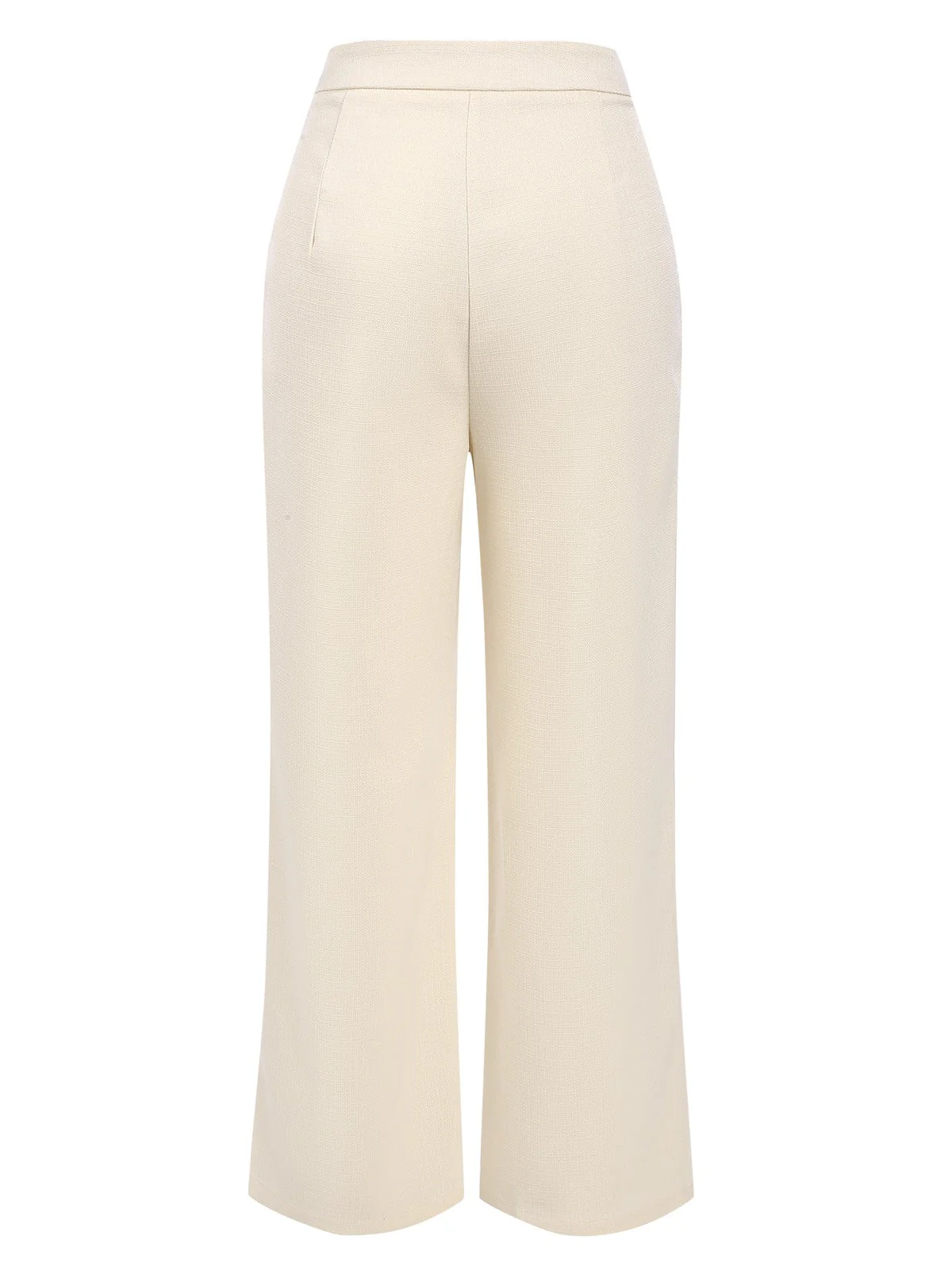 2PCS Haut boutonné beige des années 1960 et pantalon large à poches - Image 9
