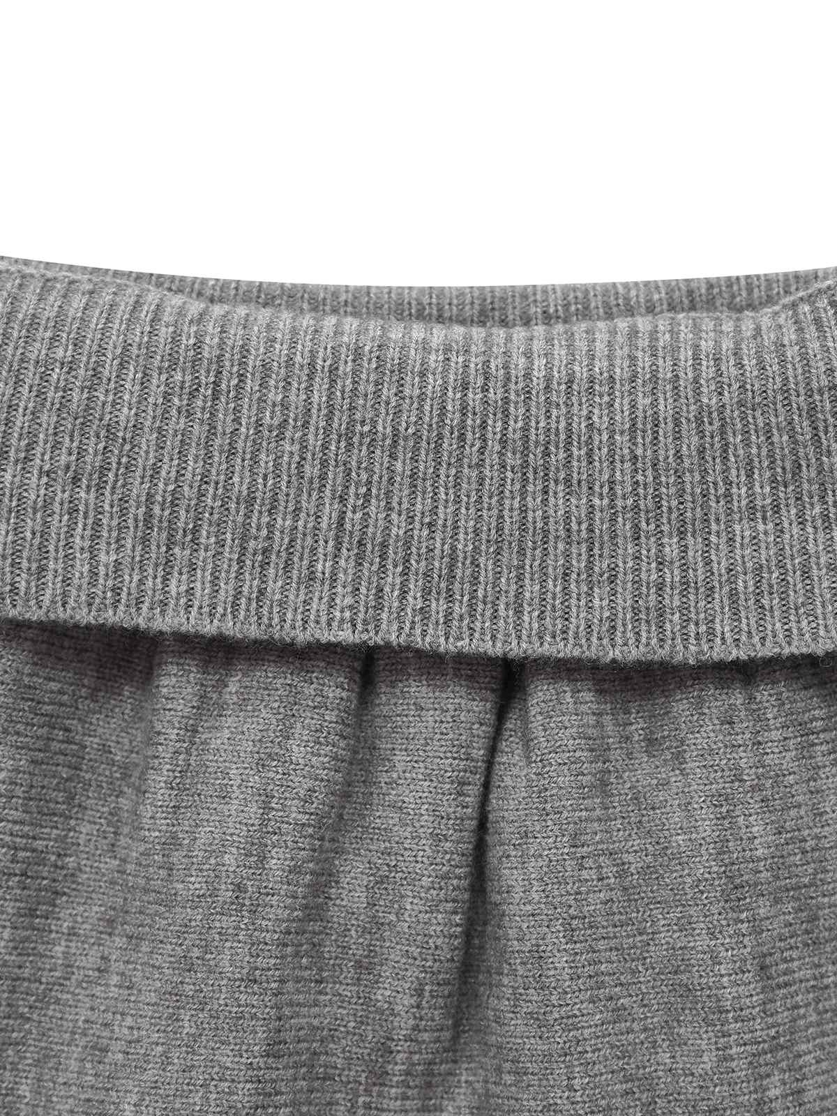 2PCS Haut et jupe en tricot gris à col en V années 1960 - Image 4