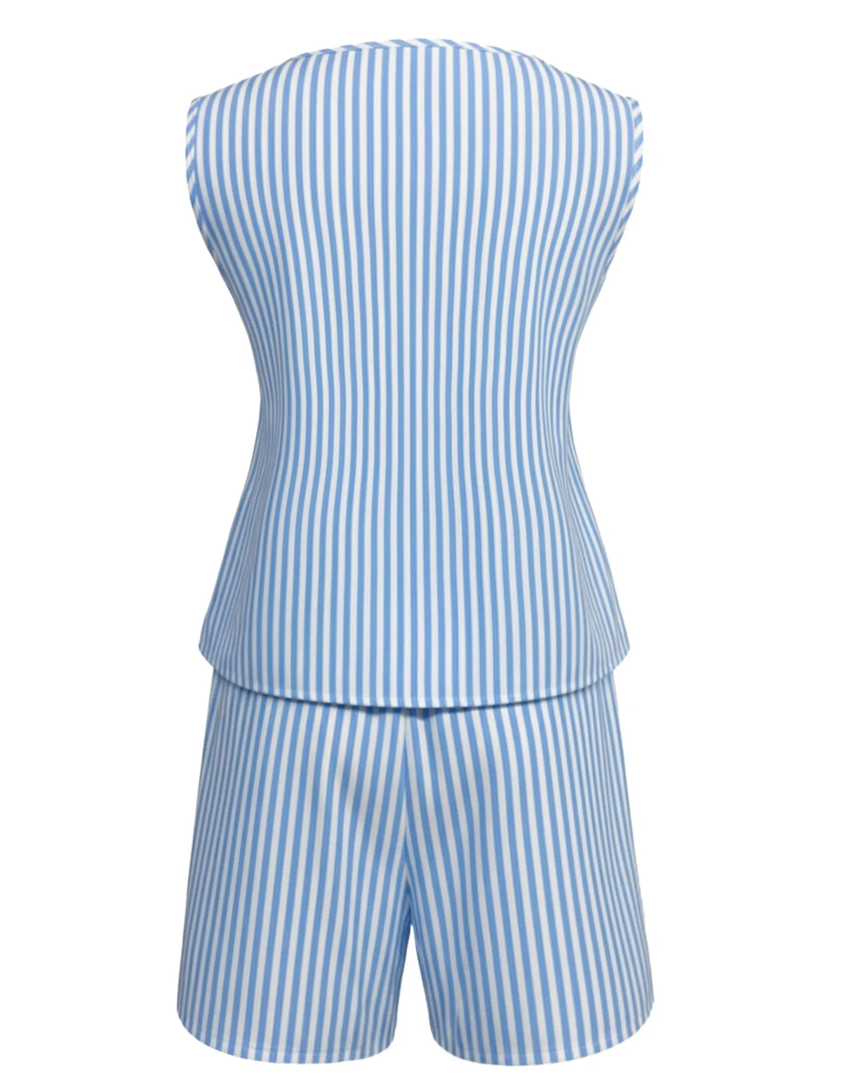2PCS Haut Nœud & Short Rayé Bleu Années 40 - Image 3