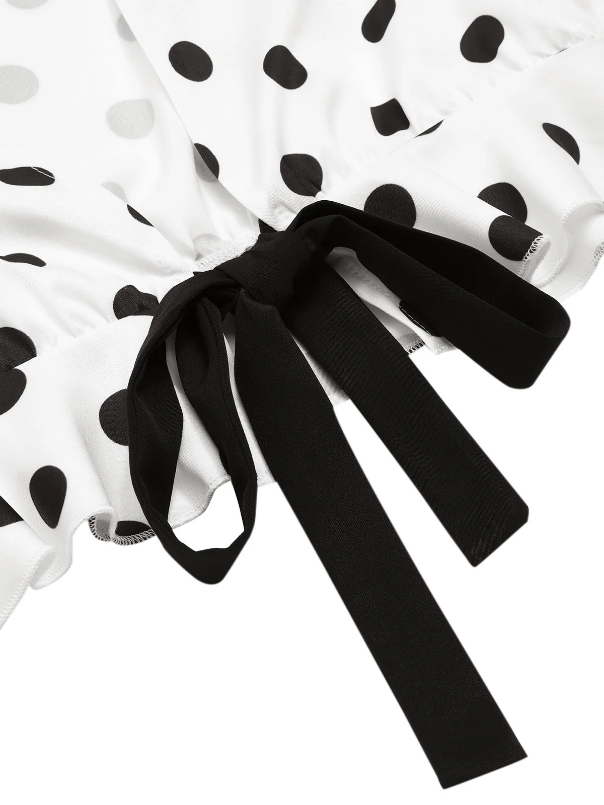 2PCS haut à pois et pantalon droit blanc et noir années 50 - Image 7
