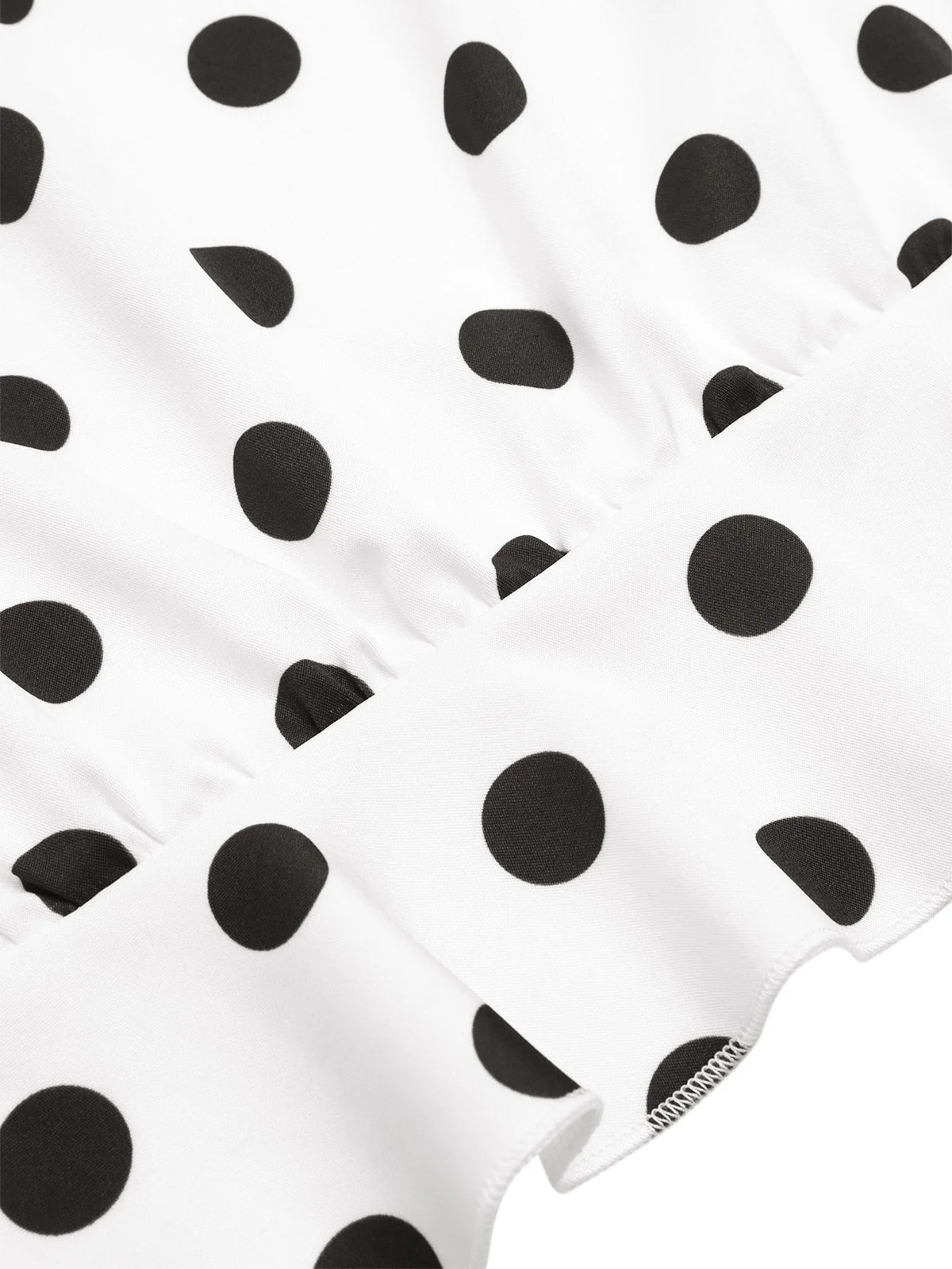 2PCS haut à pois et pantalon droit blanc et noir années 50 - Image 8