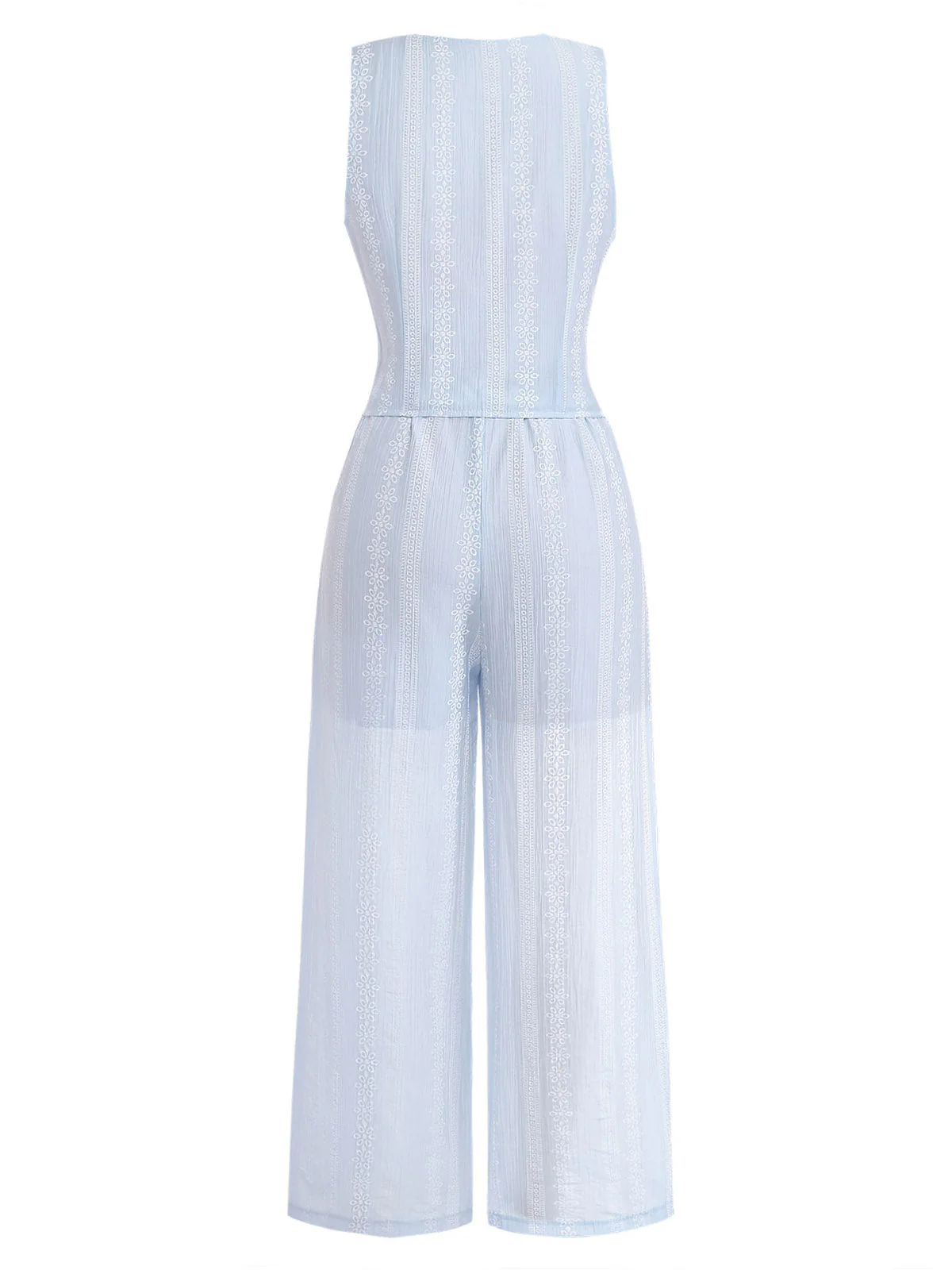 2PCS Haut Sans Manches Avec Nœud & Pantalon Blanc Années 1950 - Image 5