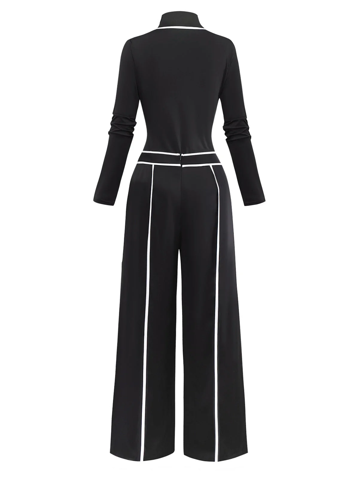 2PCS Haut tricoté noir col montant et pantalon à jambes larges des années 1930 - Image 3