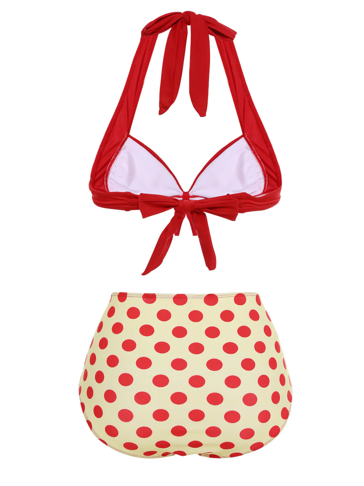 2PCS Maillot de Bain dos nu Rouge à Pois - Image 3