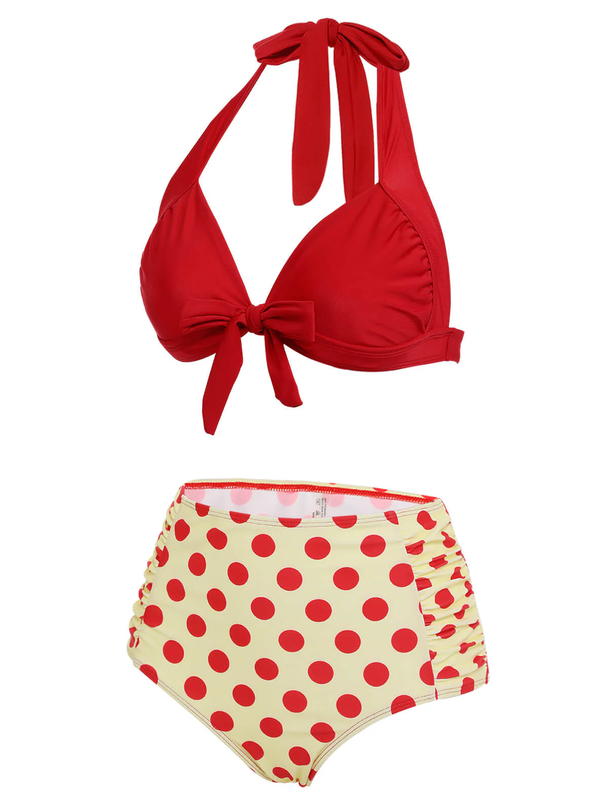 2PCS Maillot de Bain dos nu Rouge à Pois - Image 4