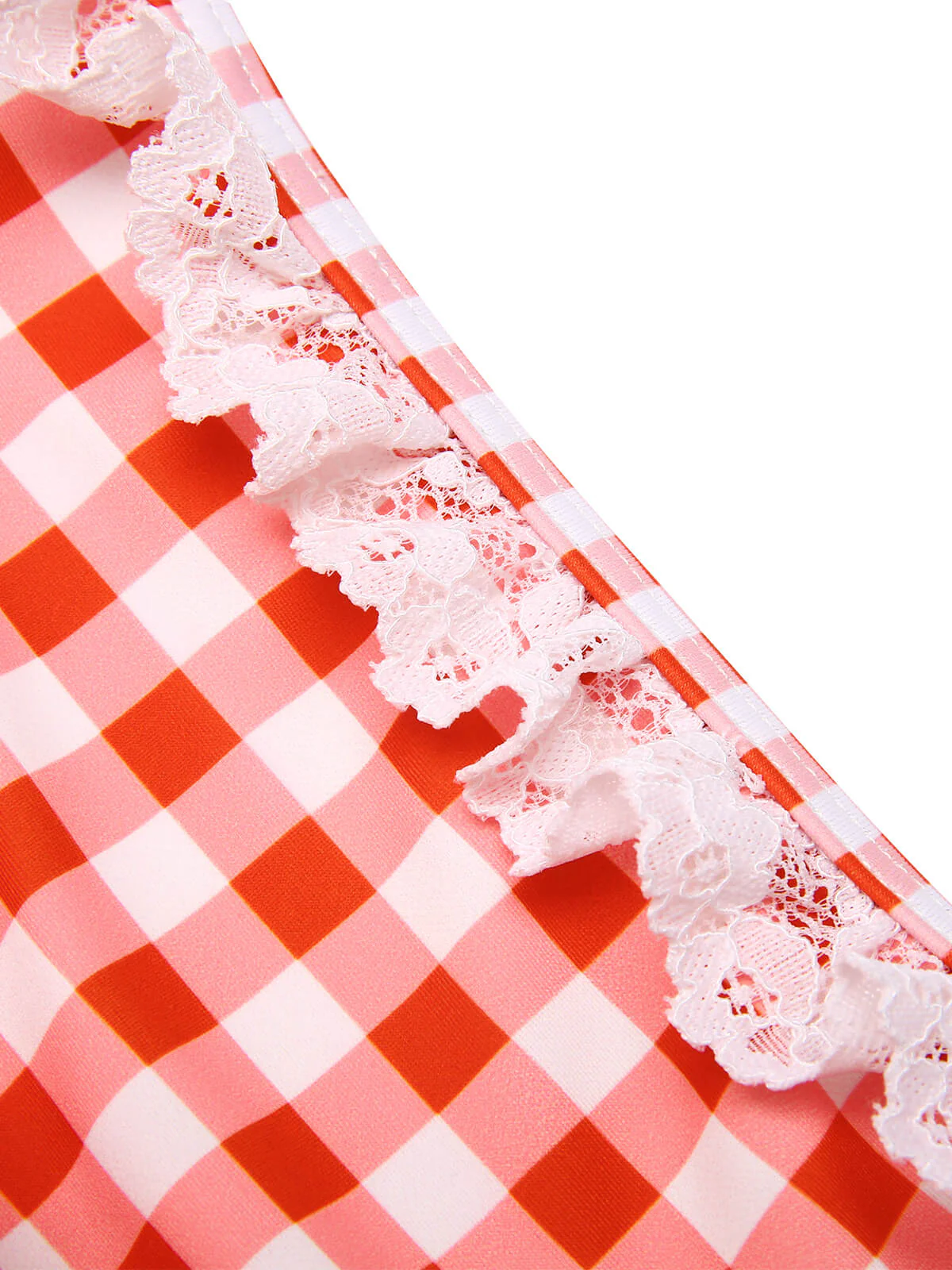 2PCS Maillot de bain en patchwork de dentelle à carreaux 1960s - Image 6