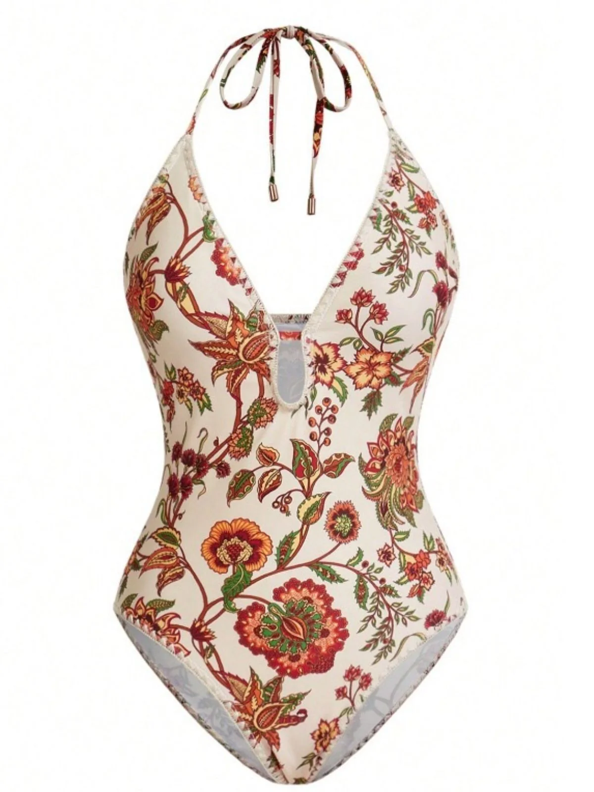 2PCS Maillot de bain et paréo à franges et décolleté en V profond années 1960 - Image 10