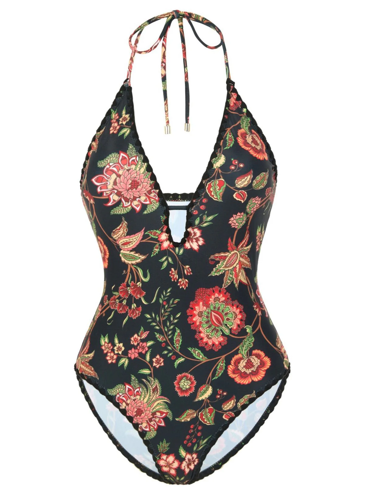 2PCS Maillot de bain et paréo à franges et décolleté en V profond années 1960 - Image 3