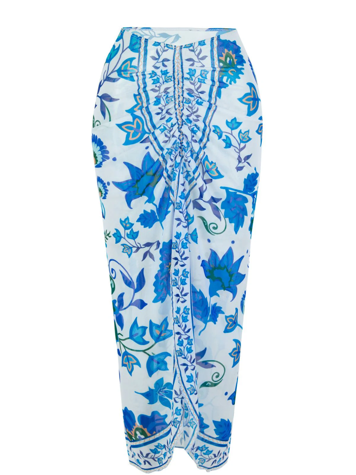 2PCS Maillot de bain larges bretelles et motif floral paréo années 1950 - Image 14