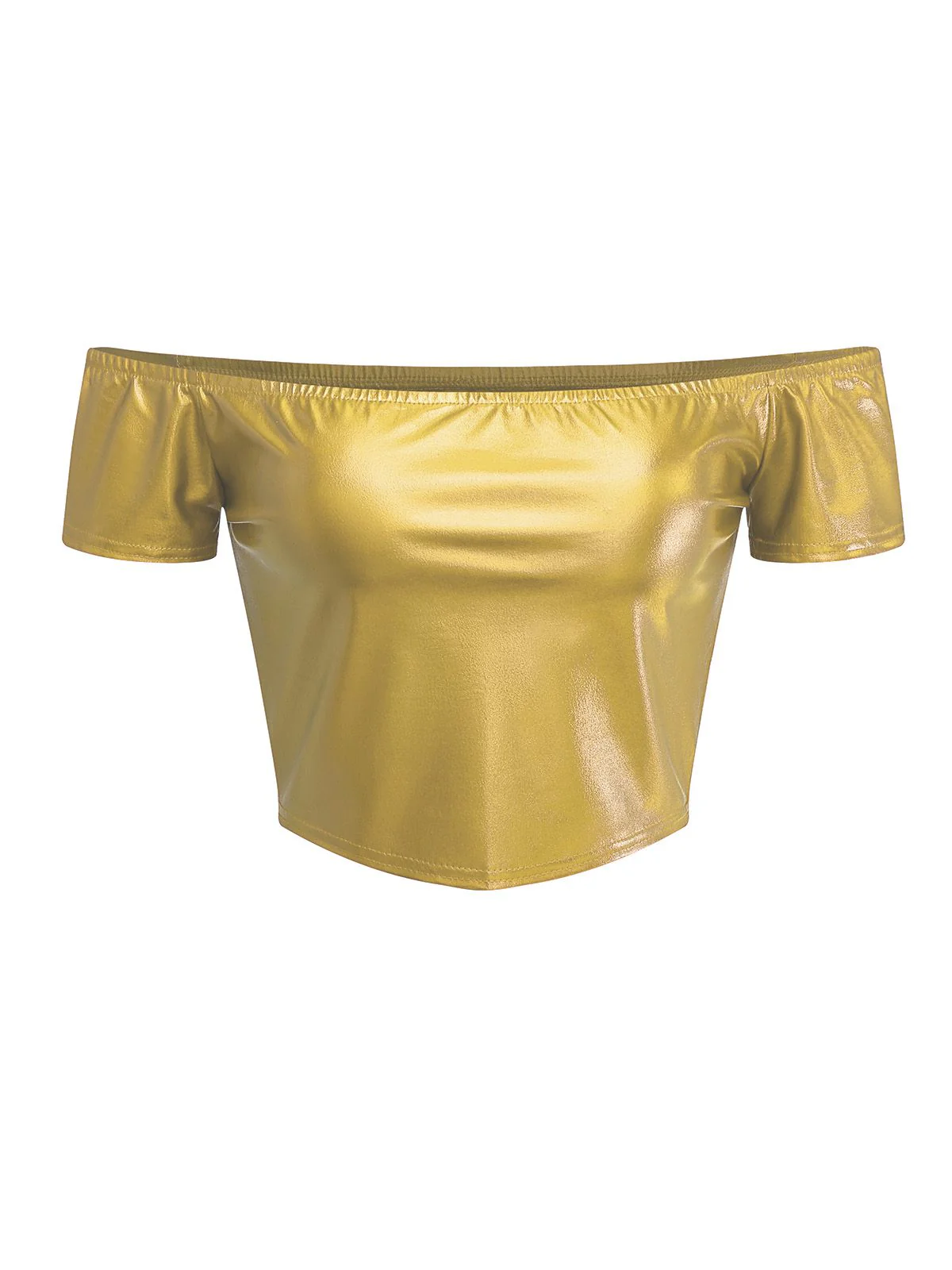 2PCS Haut disco métallisé à épaules dénudées et jupe plissée années 70 - Image 3