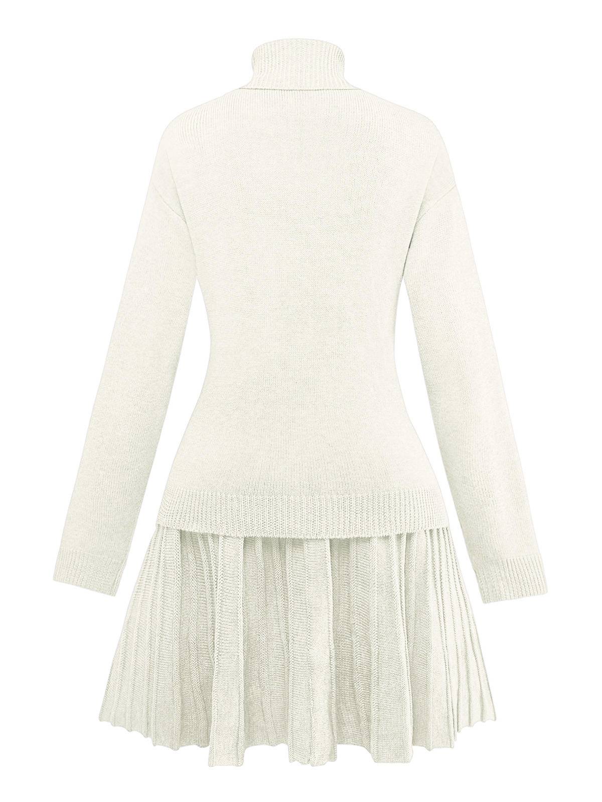 2PCS Pull à col roulé en maille et jupe plissée années 1960 - Image 9