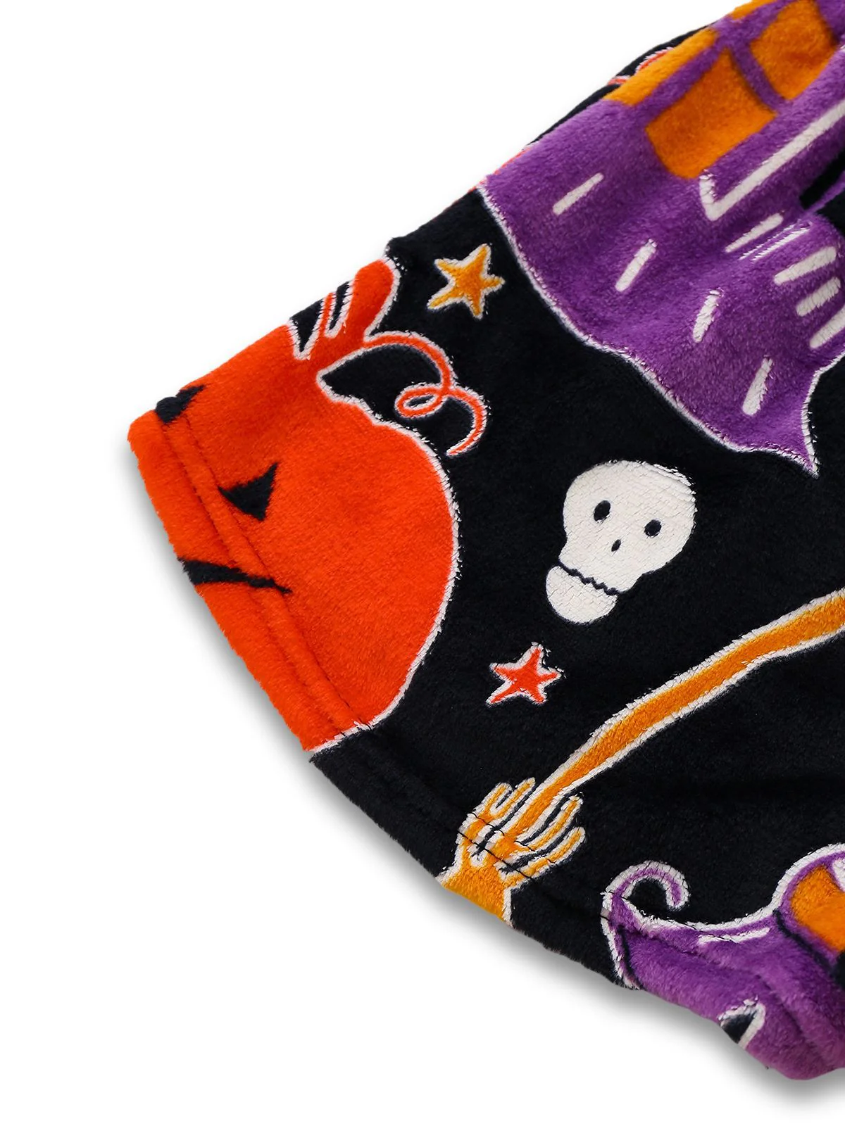 2PCS Pyjama en flanelle noire à motif fantôme d'Halloween des années 1970 - Image 7