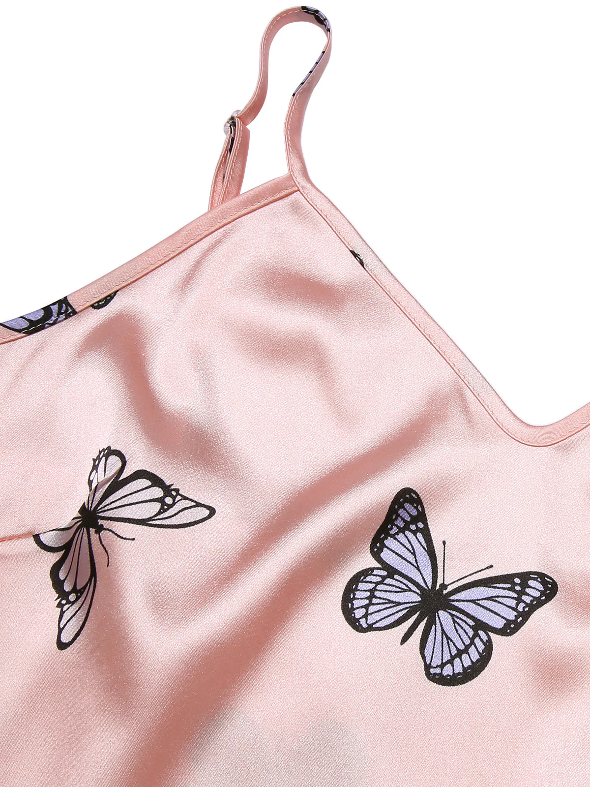 2PCS Pyjama rose à col en V et bretelles papillon des années 1950 - Image 4
