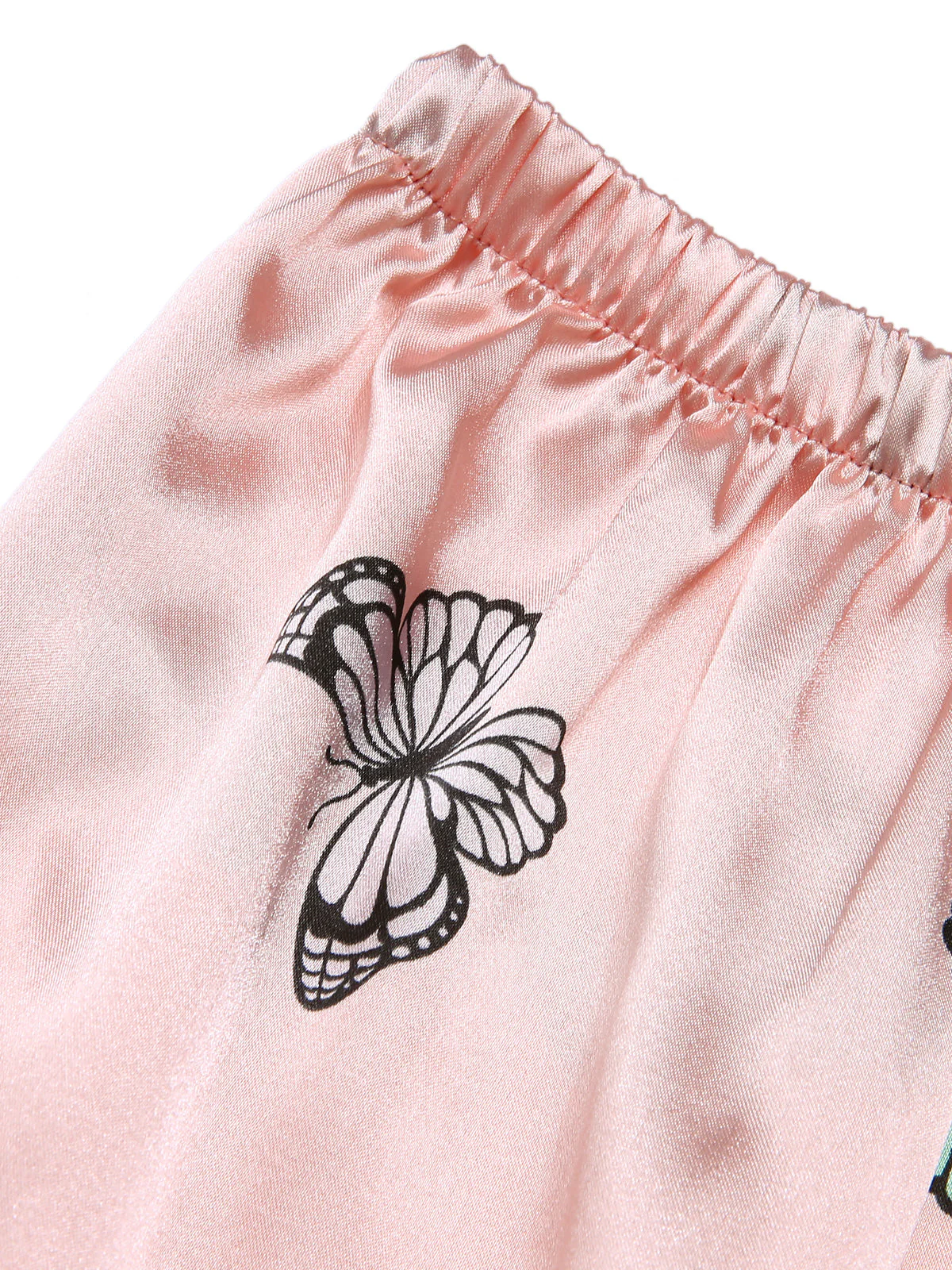 2PCS Pyjama rose à col en V et bretelles papillon des années 1950 - Image 5