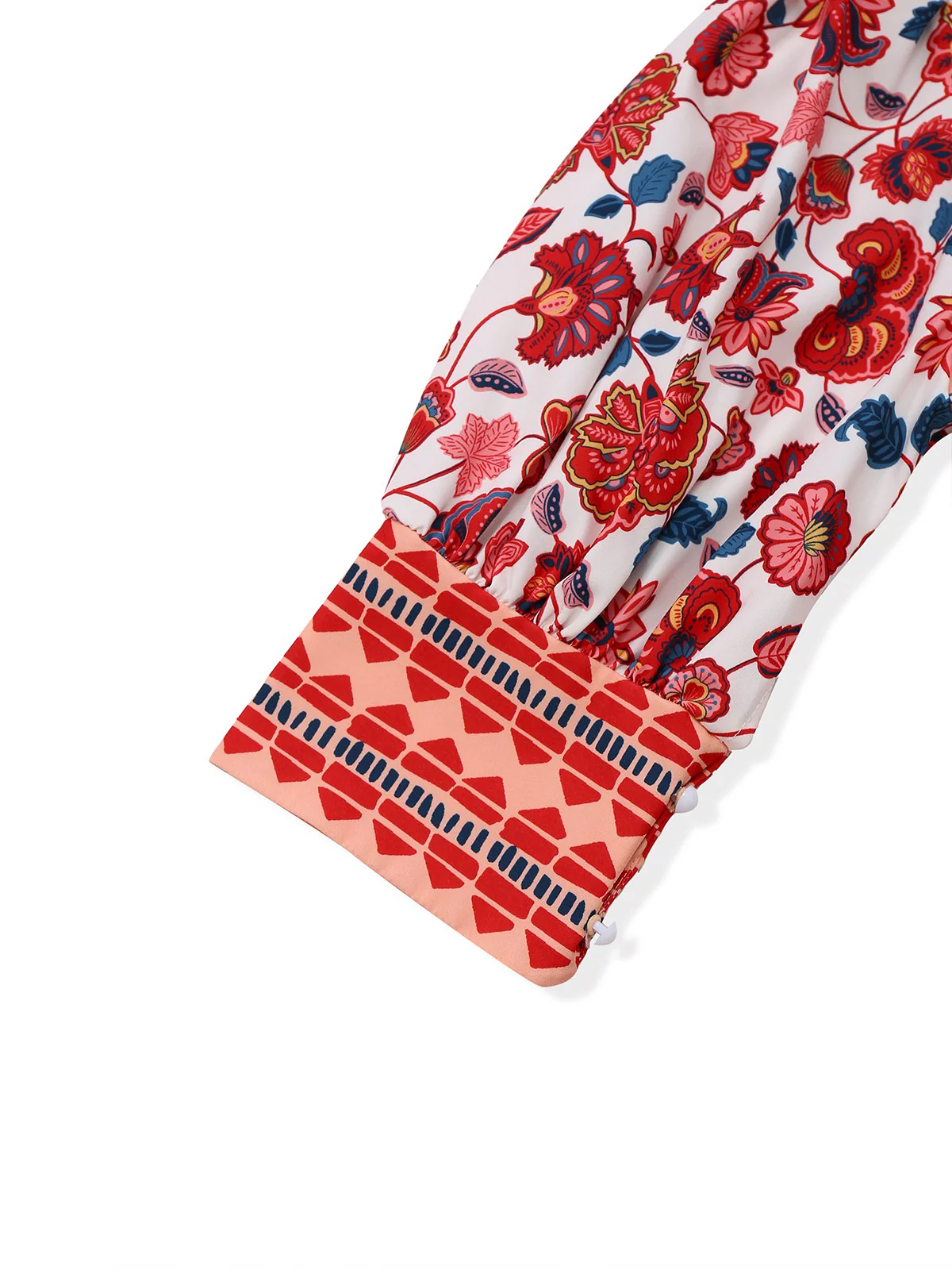 2PCS Haut manches lanternes et jupe froncée imprimé floral rouge des années 1930 - Image 3