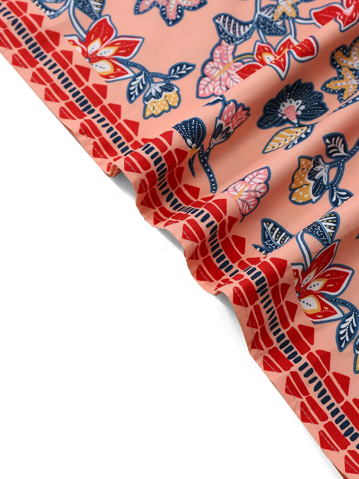 2PCS Haut manches lanternes et jupe froncée imprimé floral rouge des années 1930 - Image 5