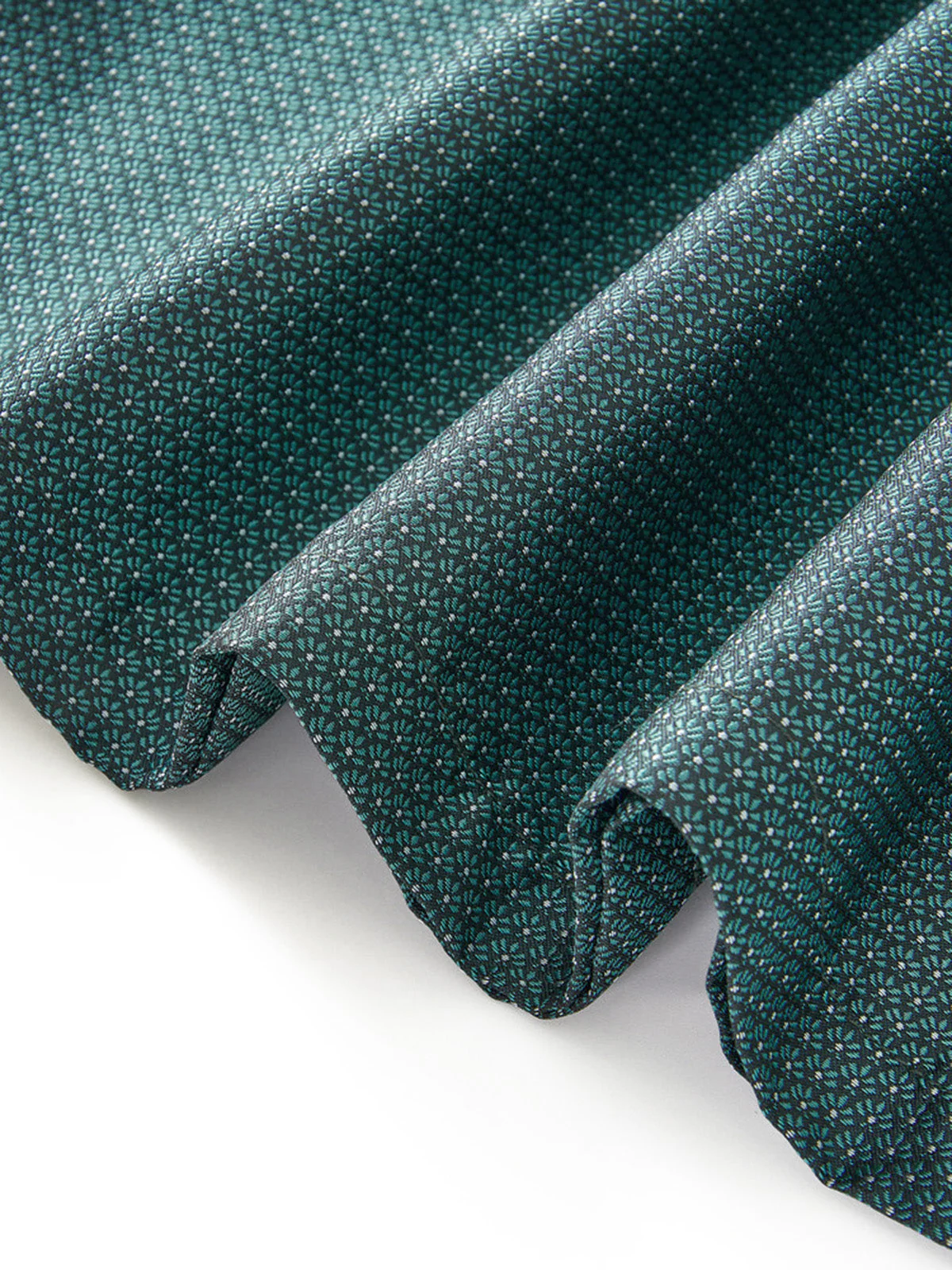 2PCS Robe Col Carré Velours Jacquard et Tablier Vert Années 1950 - Image 8