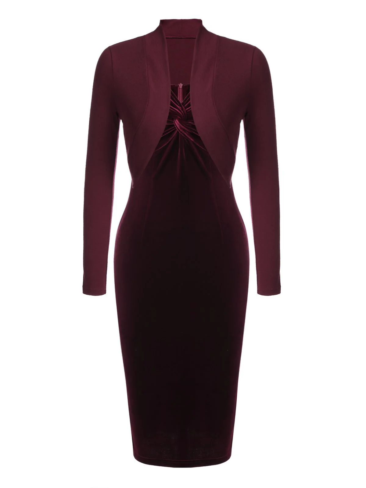 2PCS Robe Crayon Vintage Velours Bordeaux Année 60 Cocktail Pin up - Image 2