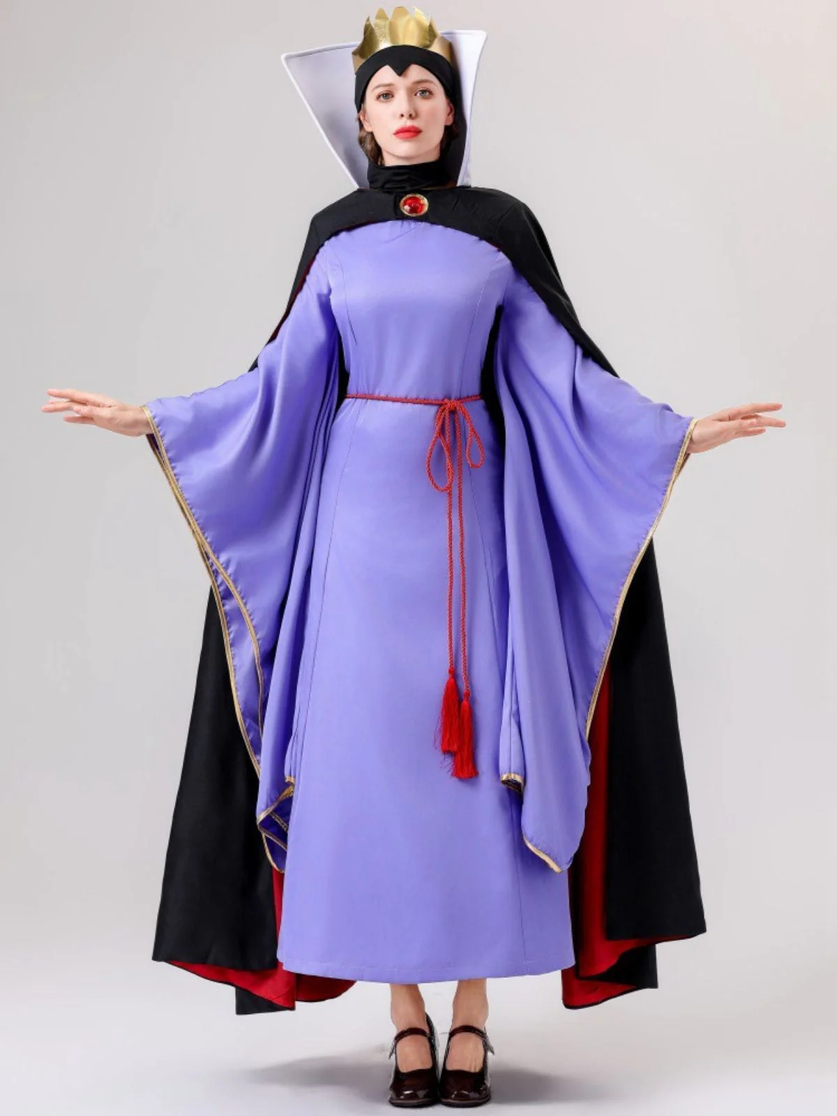 2PCS Robe et longue cape violettes de la méchante reine des années 40 - Image 3