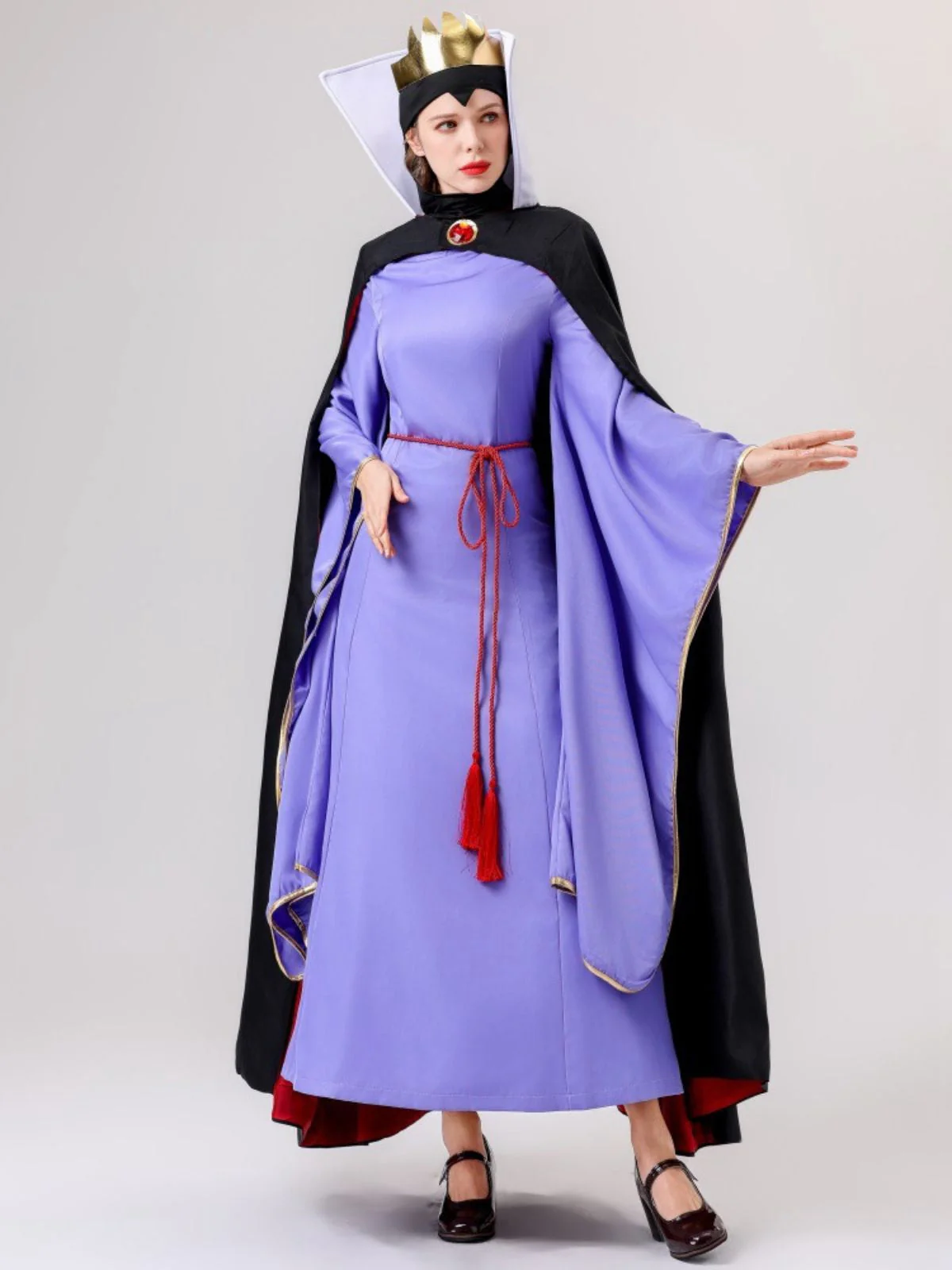 2PCS Robe et longue cape violettes de la méchante reine des années 40 - Image 4