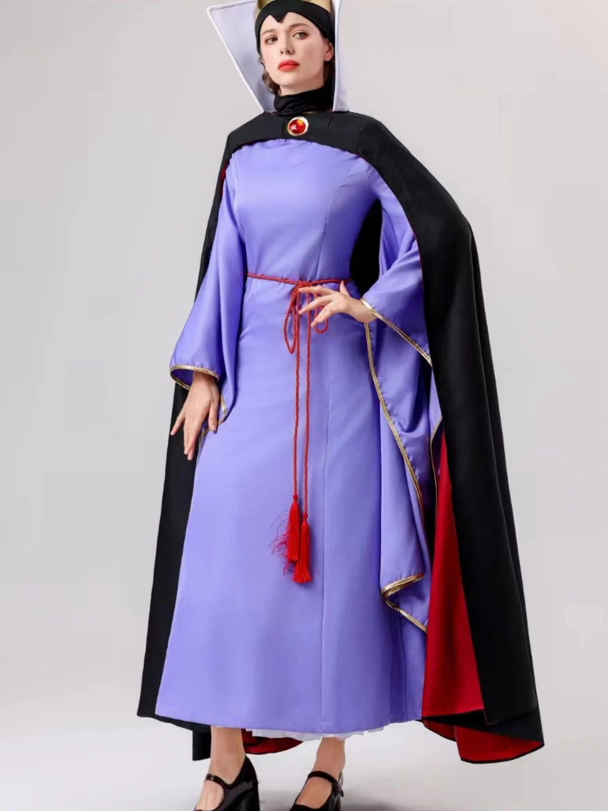 2PCS Robe et longue cape violettes de la méchante reine des années 40 - Image 6