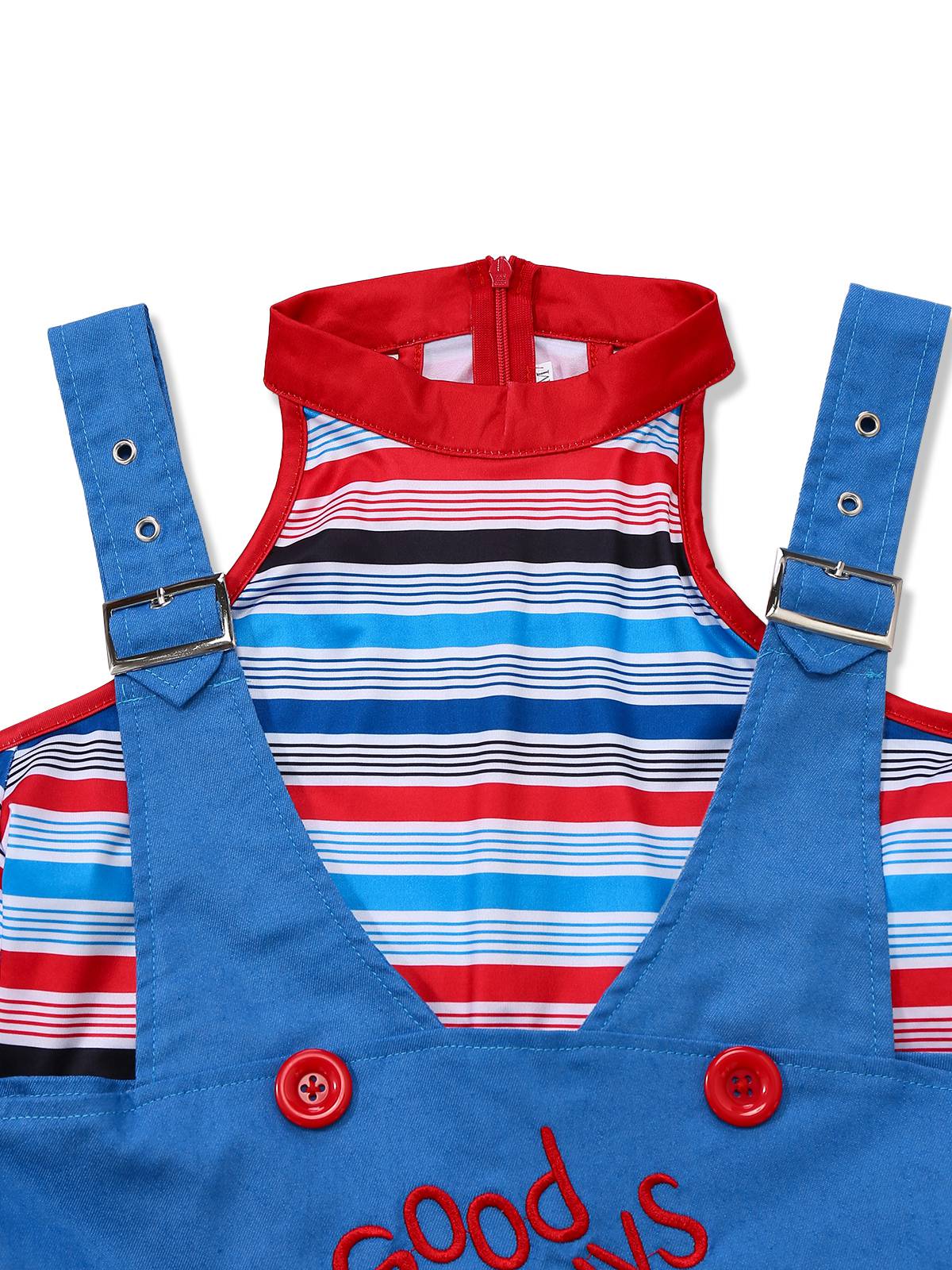 2PCS Robe gilet bleue et haut à rayures Child's Play Halloween des années 1960 - Image 4