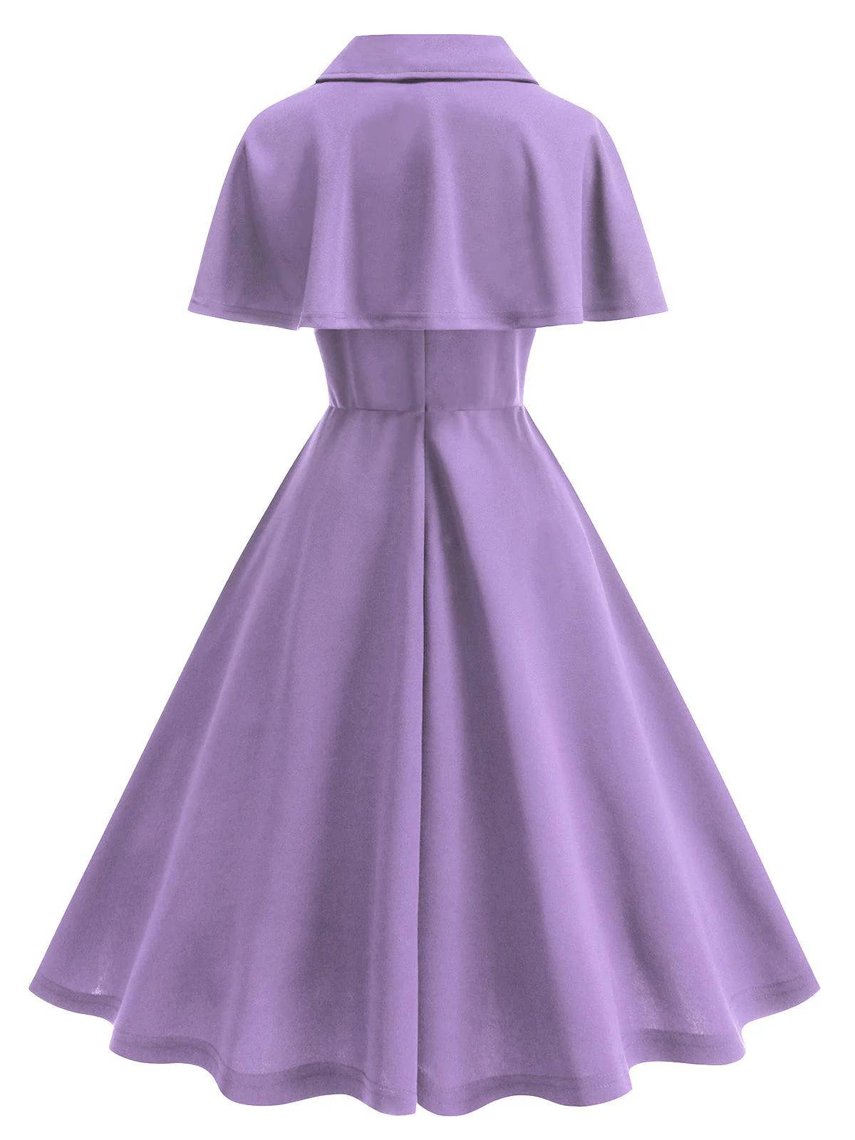 2PCS Robe trapèze violette revers unis et cape assortie années 50 - Image 2