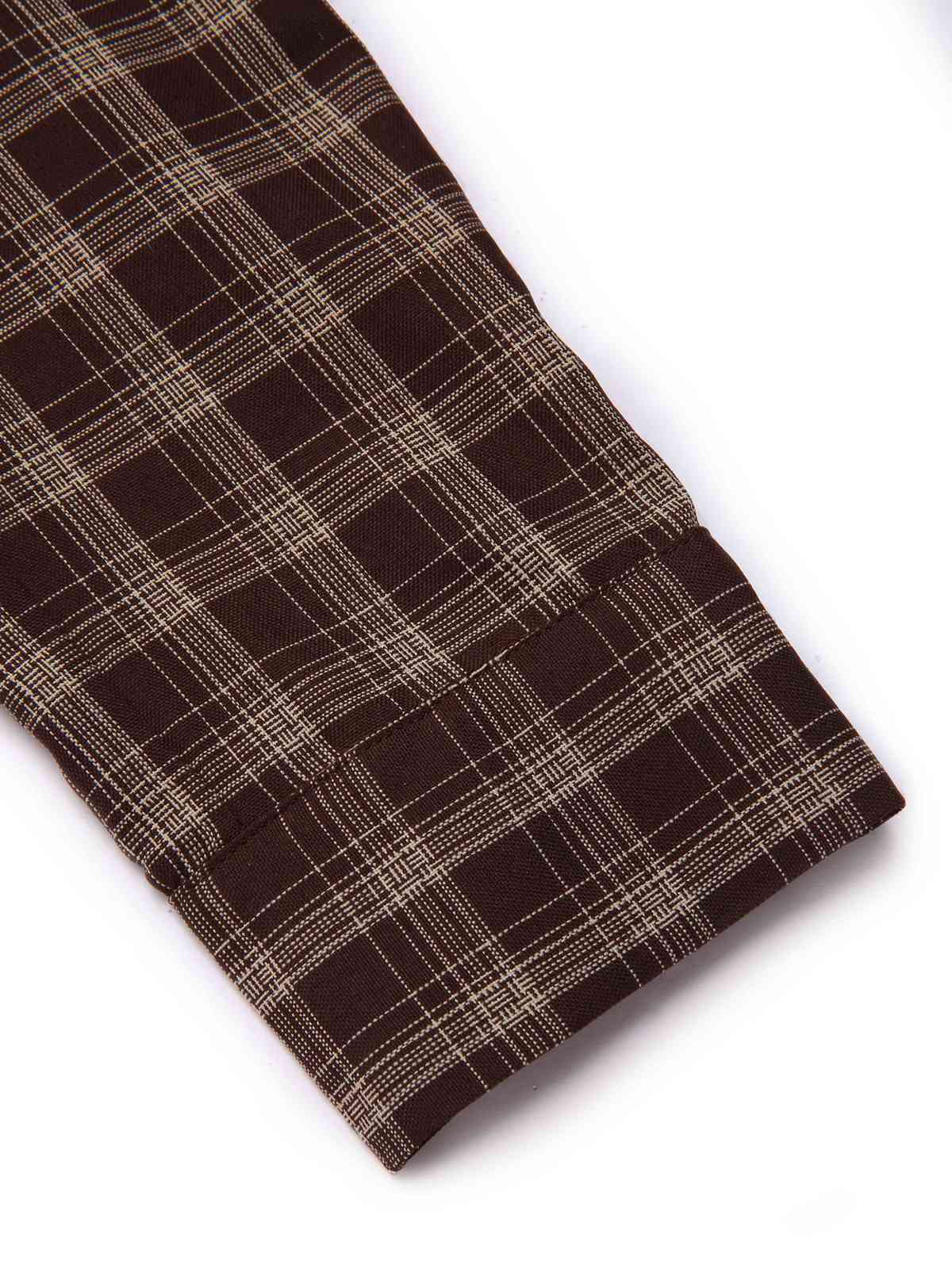 2PCS Veste patchwork à carreaux et jupe plissée kaki et marron années 1960 - Image 10