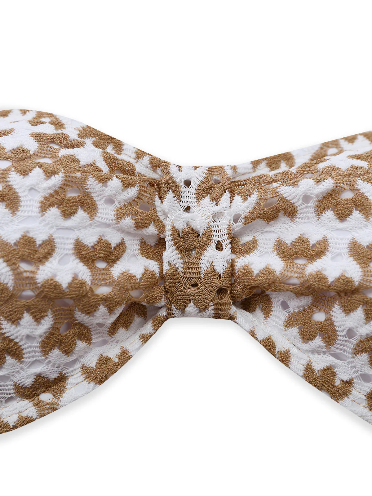 3PCS Ensemble bikini et paréo ajouré crochet kaki années 1950 - Image 4