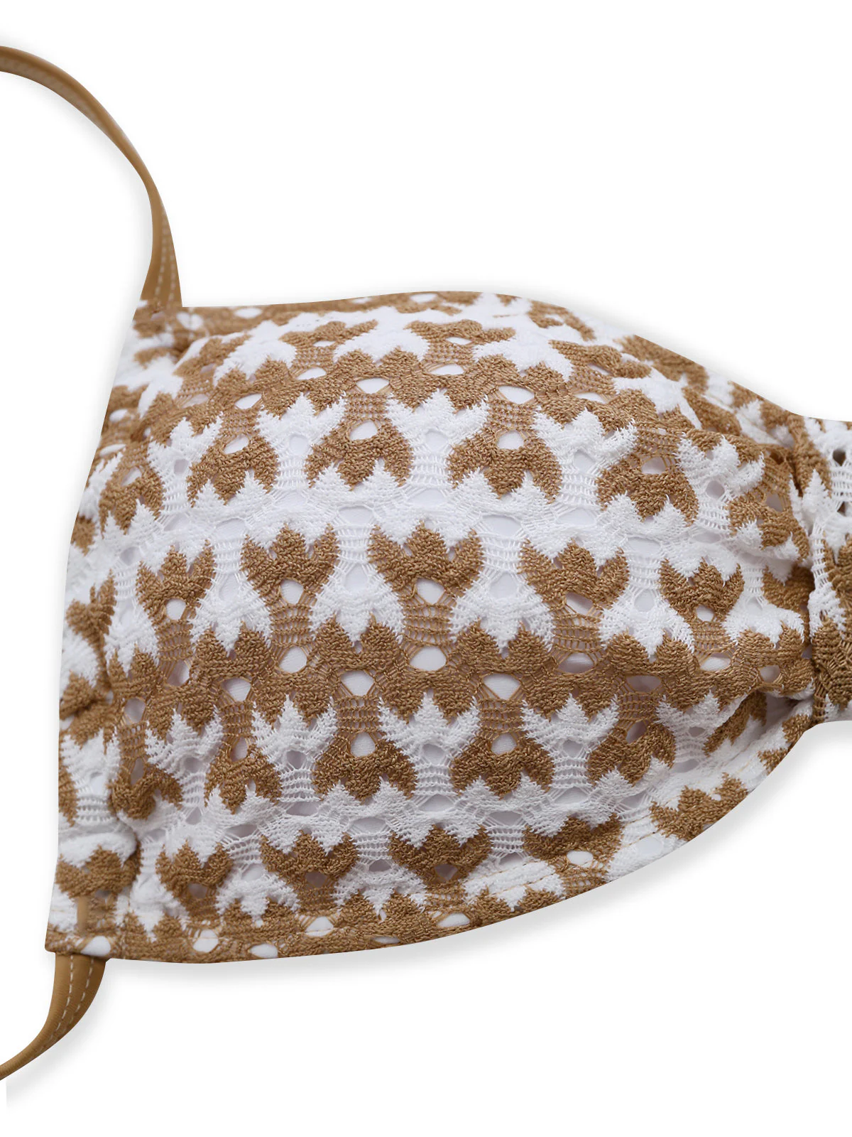 3PCS Ensemble bikini et paréo ajouré crochet kaki années 1950 - Image 5