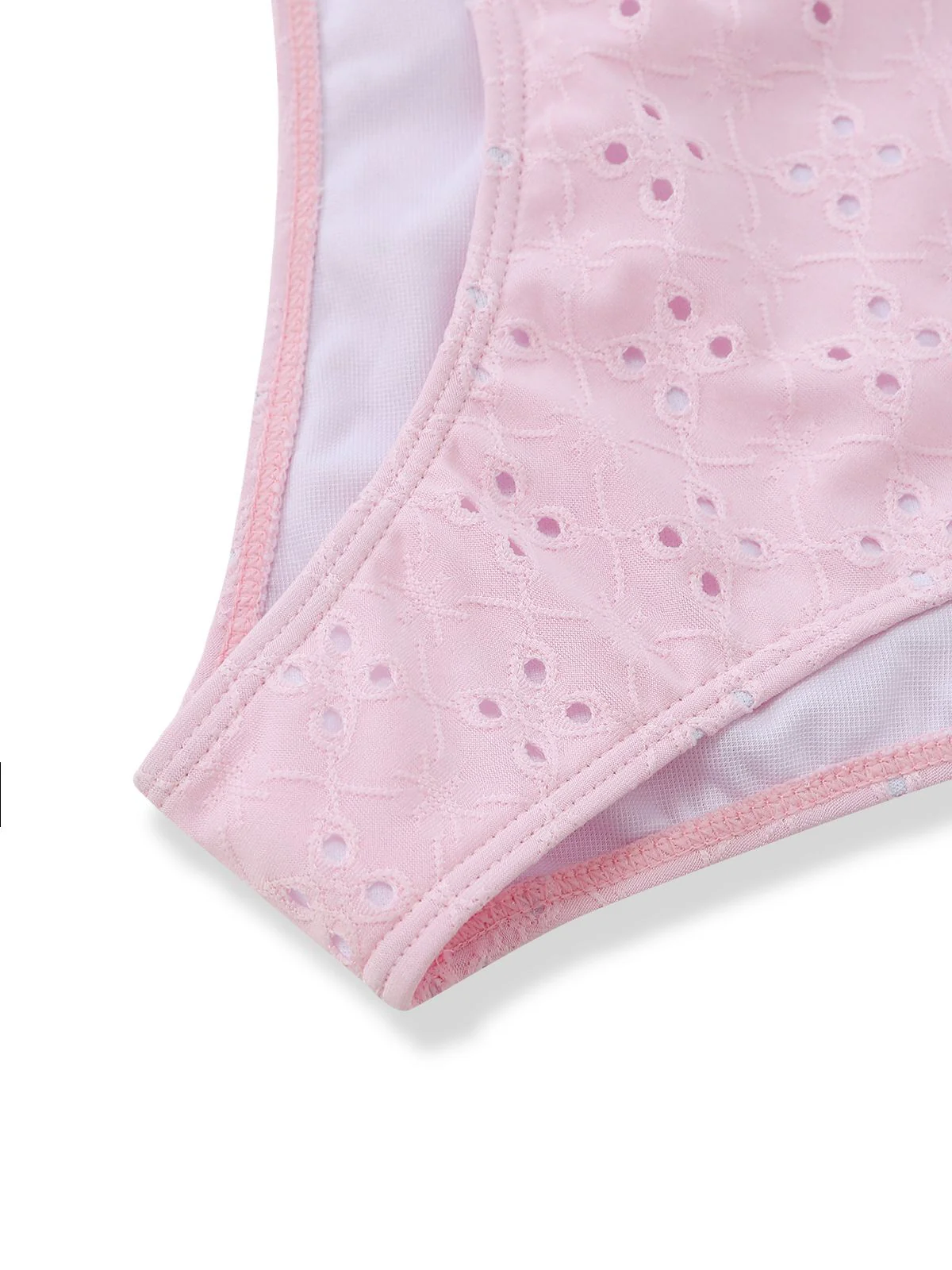 3PCS Ensemble bikini rose tissu œillet et jupe volants années 40 - Image 7
