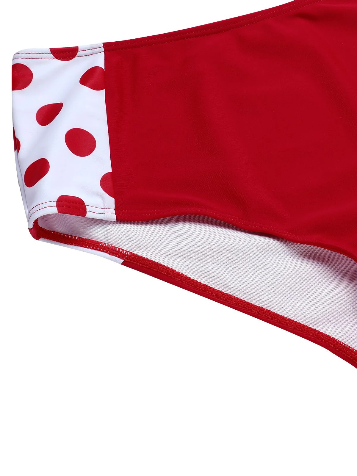 3PCS Maillot de bain rouge plissé à pois années 1950 - Image 10