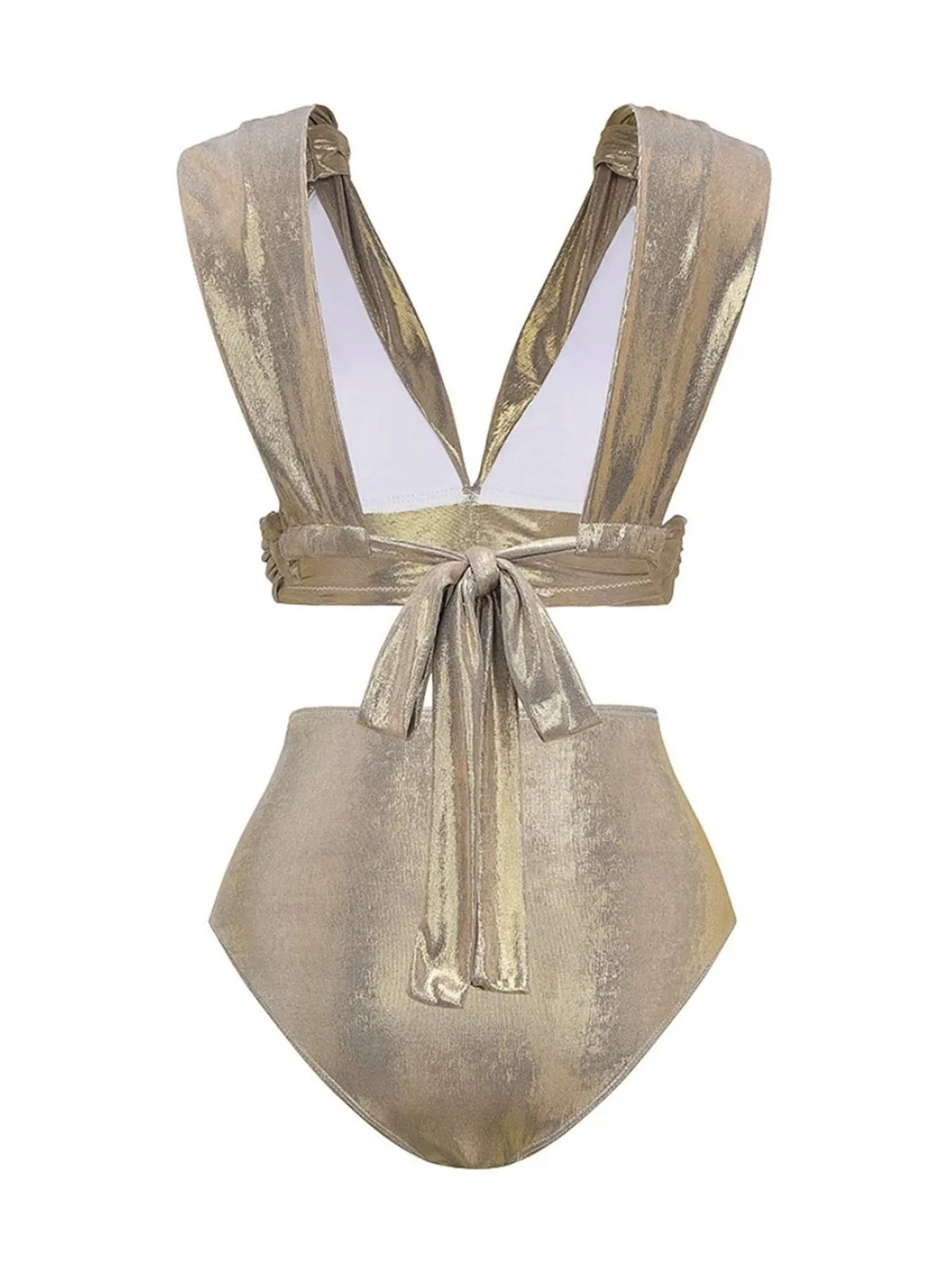 5PCS Ensemble bikini doré métallisé inspiré de l'Égypte antique années 1980 - Image 5