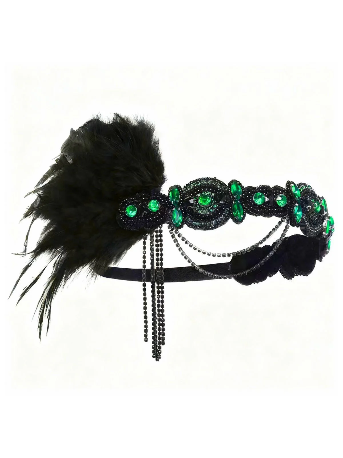 Bandeau à plumes et cristaux inspiré de Gatsby années 1920 - Image 3