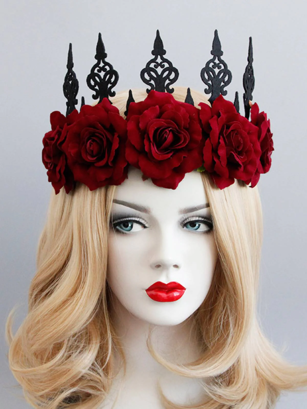 Bandeau Couronne de Roses Rouges d'Halloween - Image 4