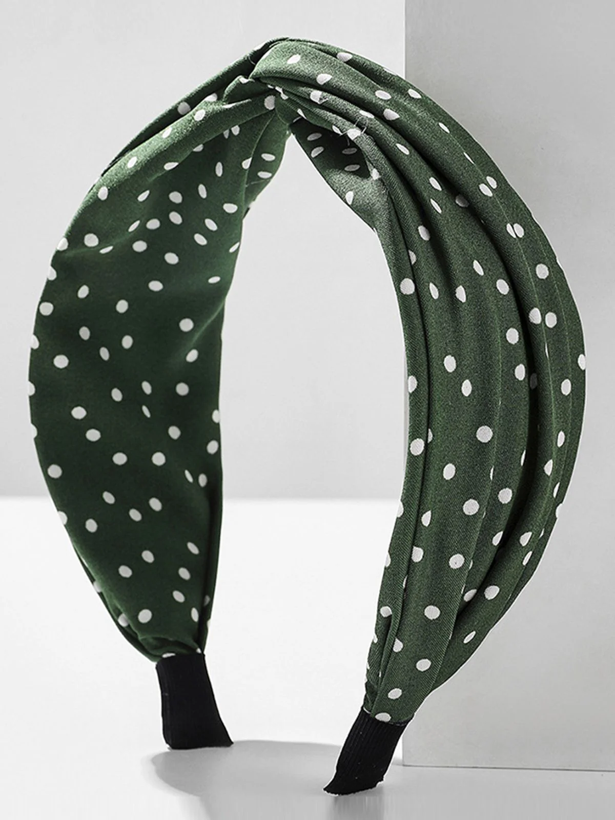 Bandeau croisé à pois et à large bord en tissu - Image 3