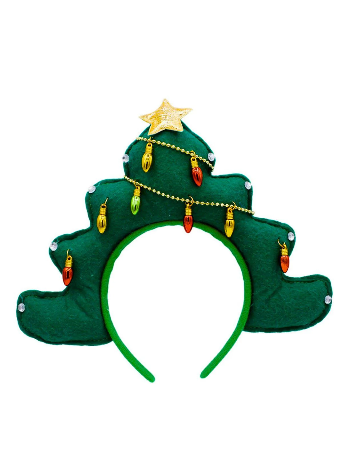 Bandeau en forme de sapin de Noël avec guirlande lumineuse