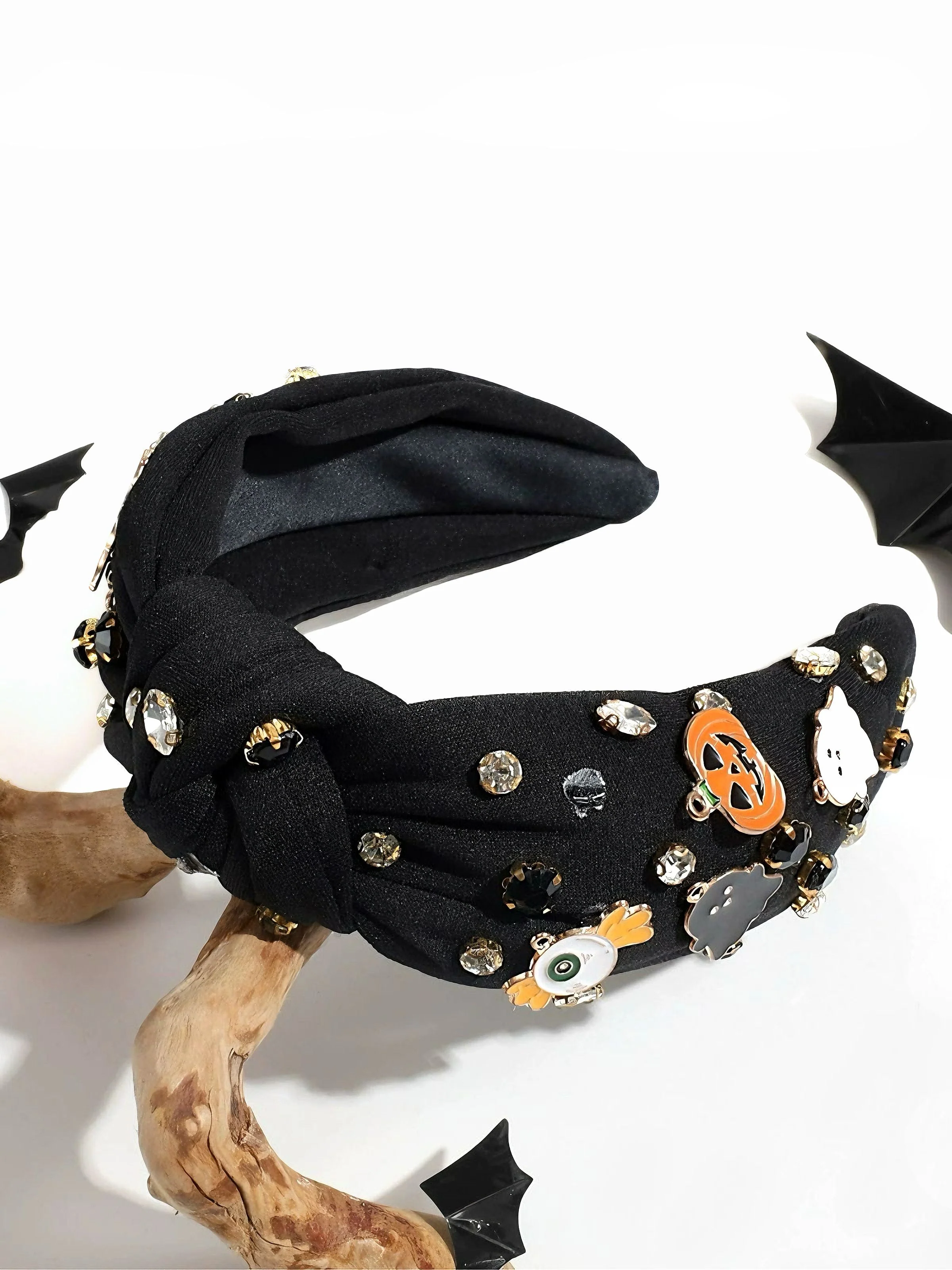Bandeau noué en strass avec citrouille et fantôme du diable - Image 4