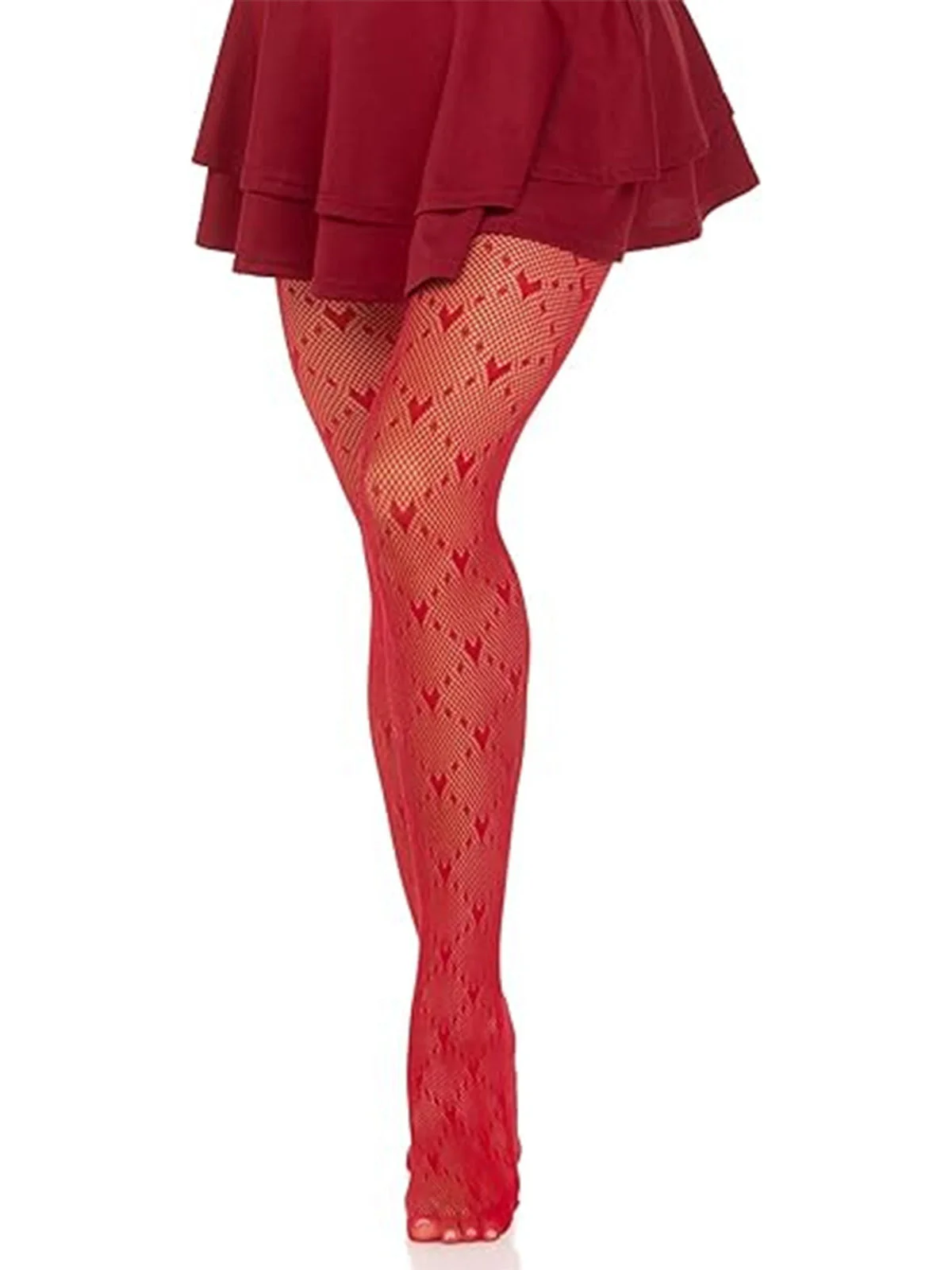 Bas collants rétro à lignes argyle en forme de cœur - Image 9